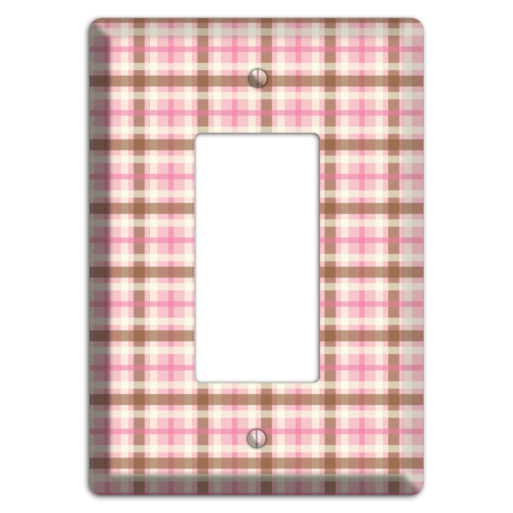 Pink and Brown Plaid Rocker Wallplate