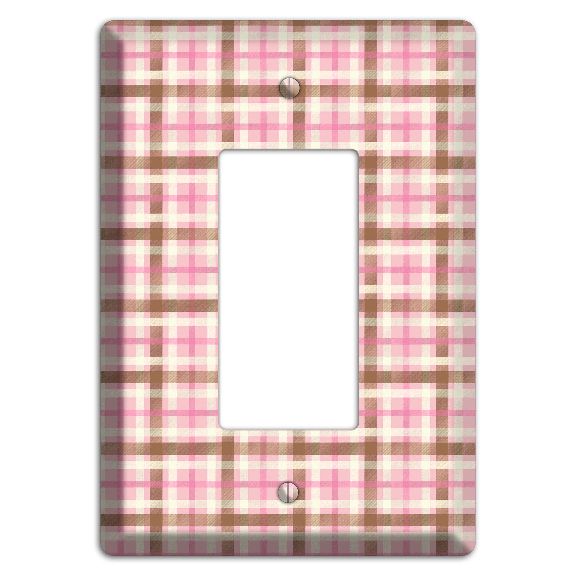 Pink and Brown Plaid Rocker Wallplate