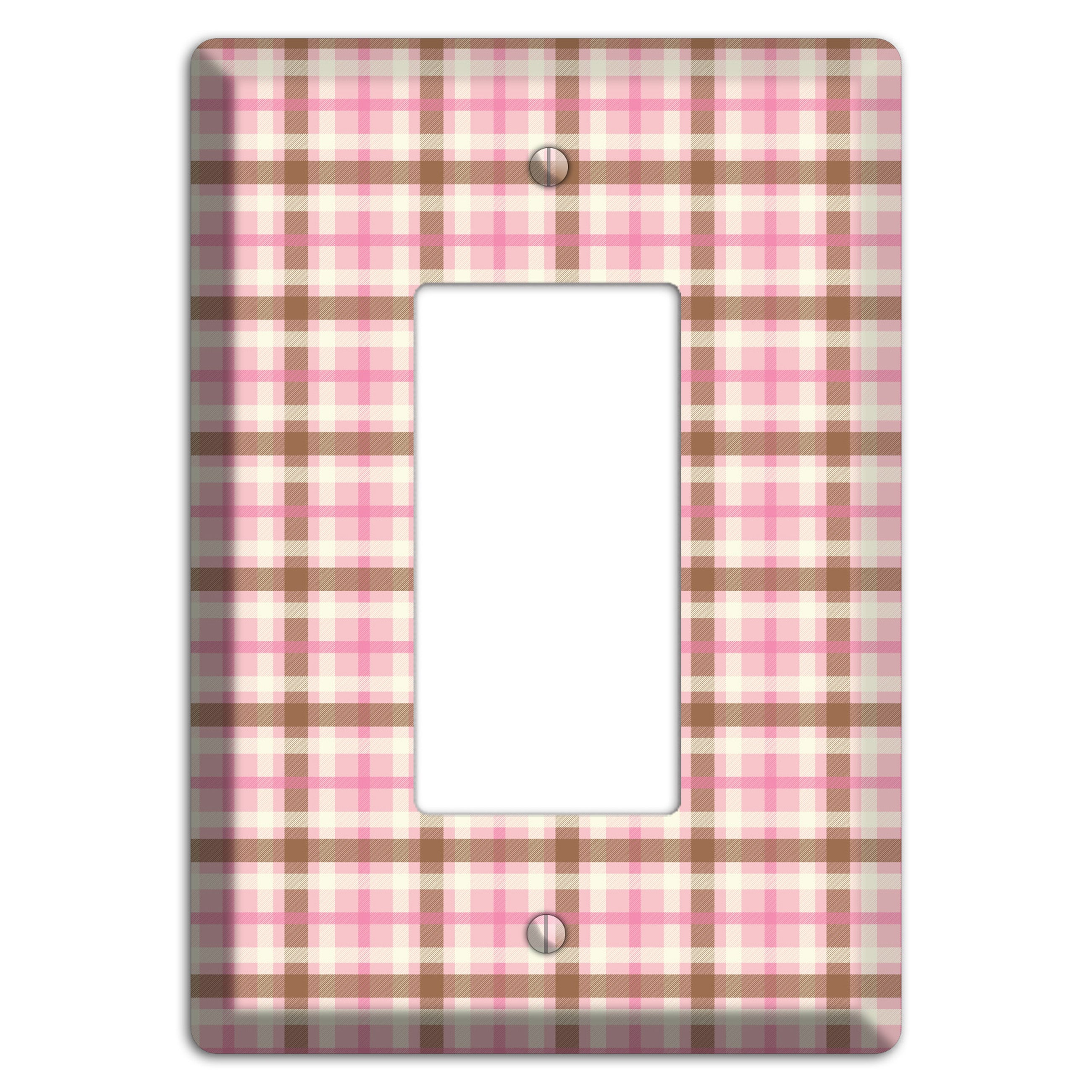 Pink and Brown Plaid Rocker Wallplate