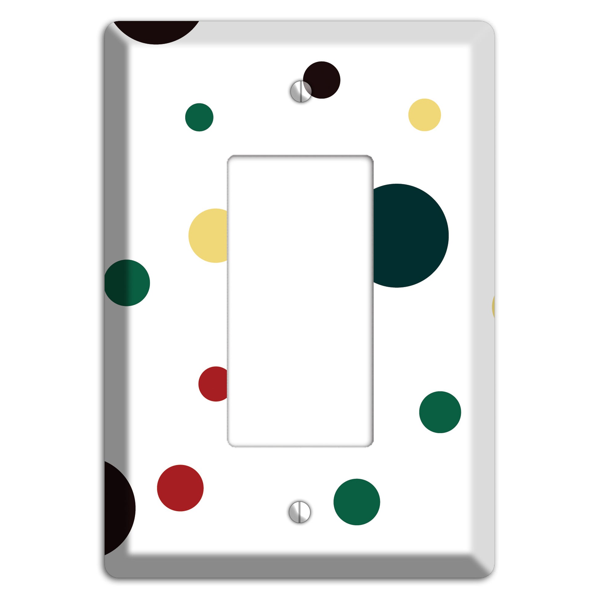 White with Multi Color Medium Dots 2 Rocker Wallplate