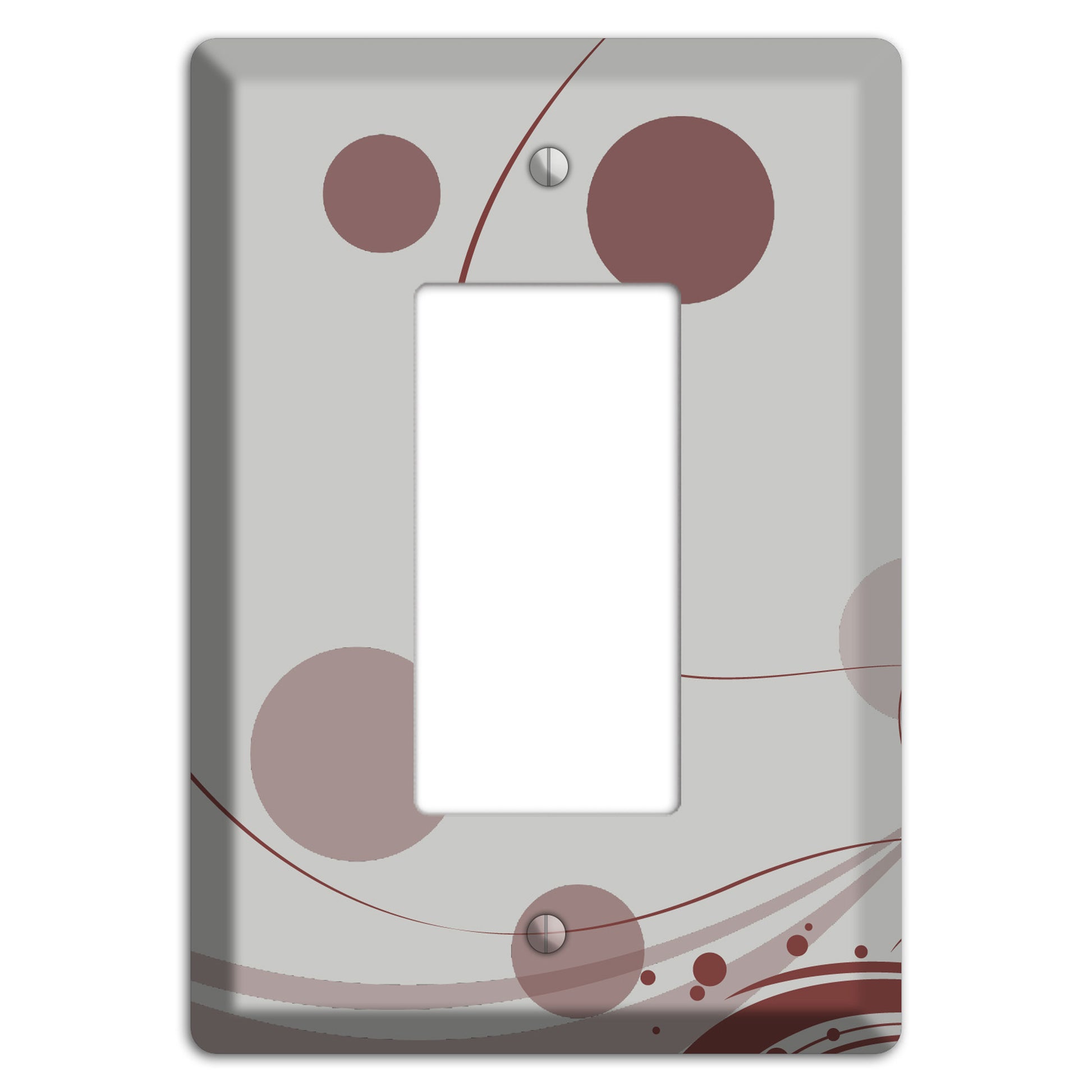 Grey with Maroon Dots and Swirls Rocker Wallplate