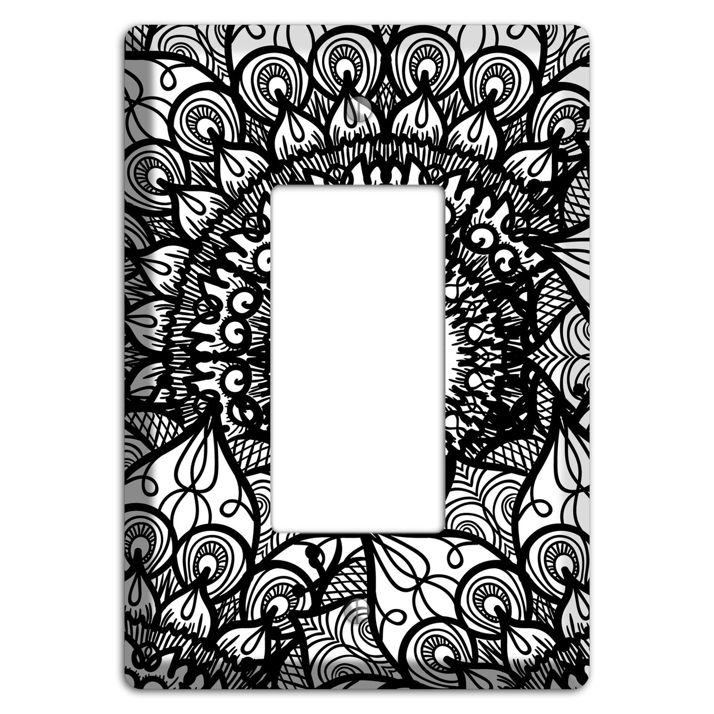 Mandala Black and White Style V Cover Plates Rocker Wallplate