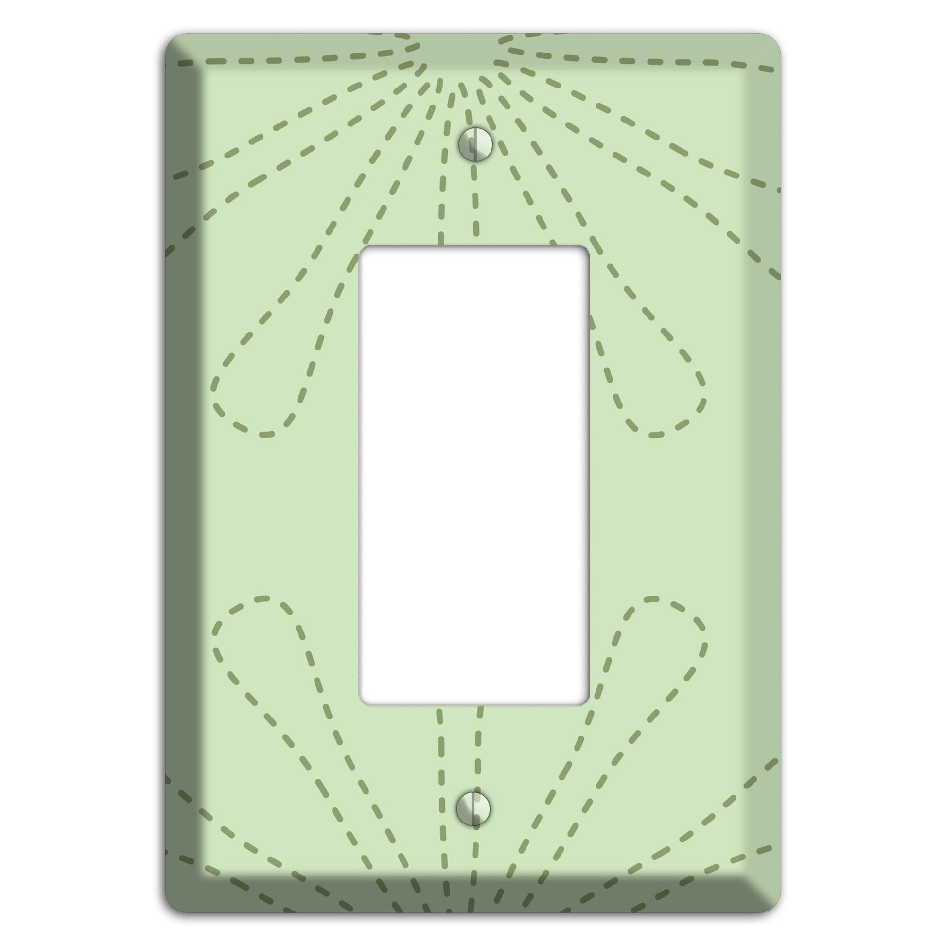 Sage Retro Stipple Floral Contour Rocker Wallplate