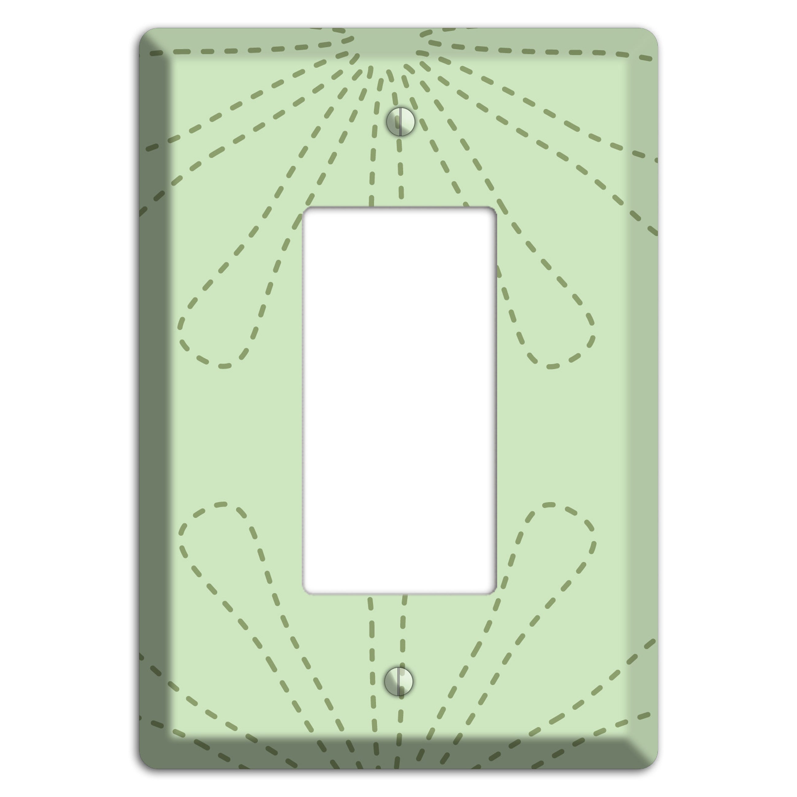Sage Retro Stipple Floral Contour Rocker Wallplate