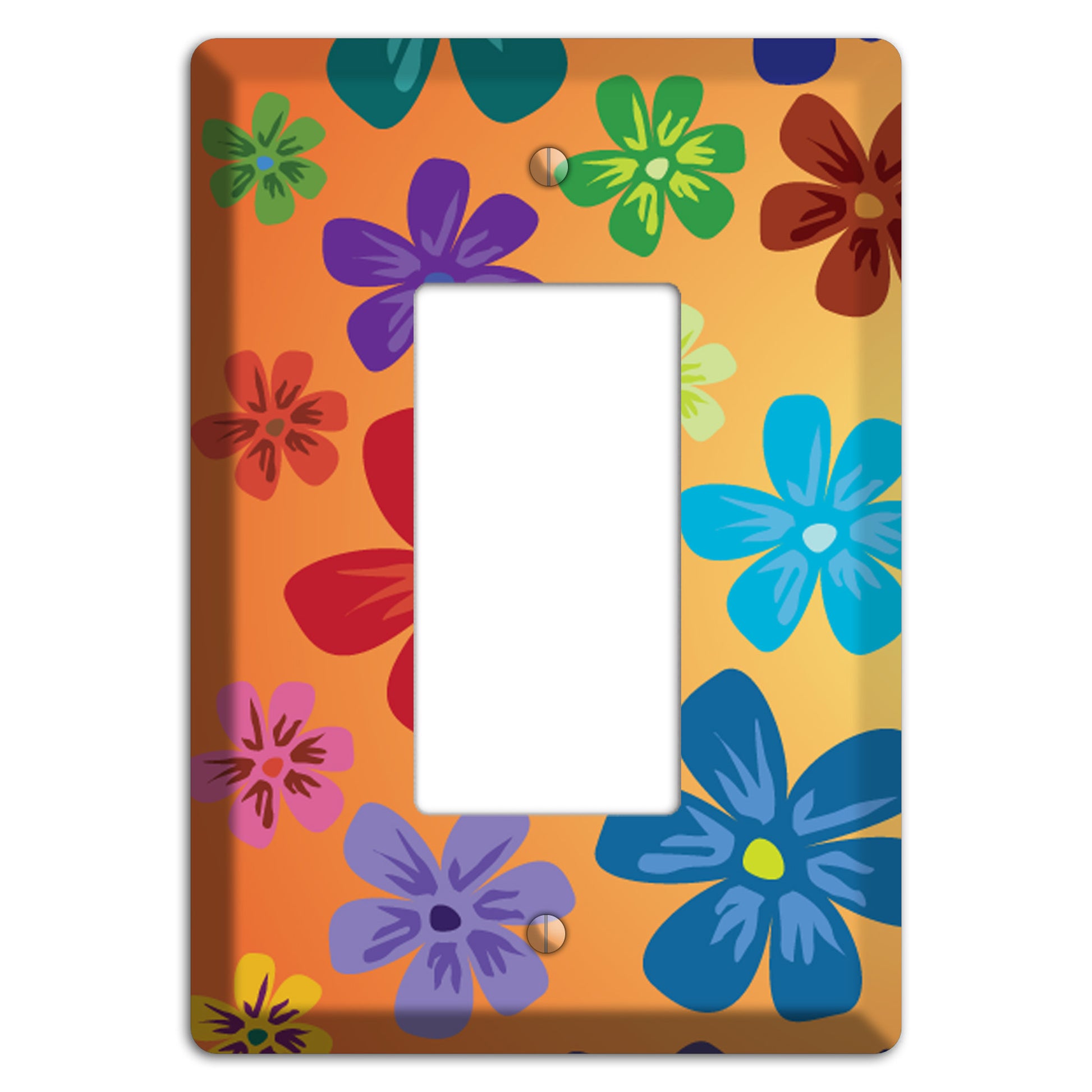 Brown Flowers Rocker Wallplate