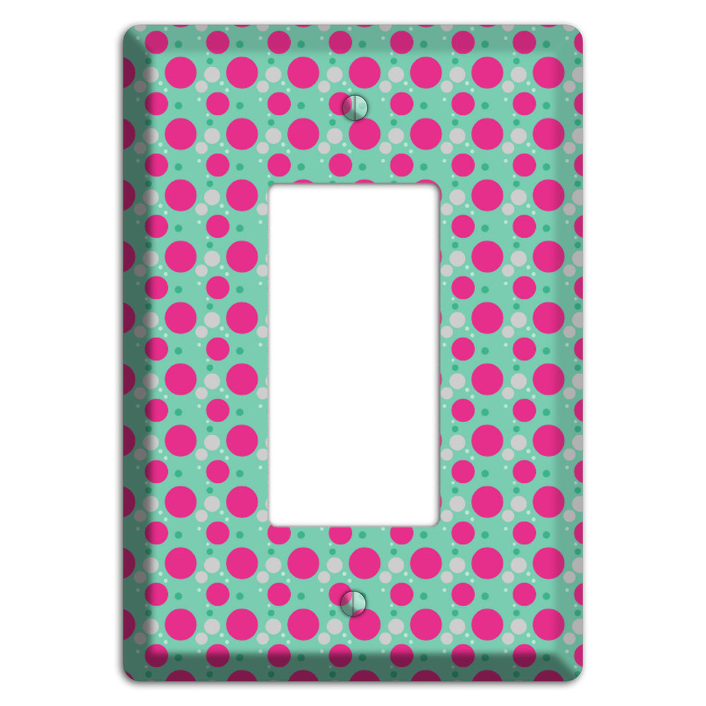 Aqua with Fuscia and Grey Small Dots Rocker Wallplate