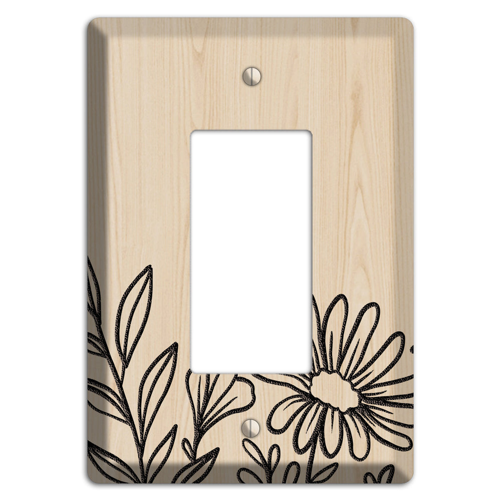Hand-Drawn Floral 10 Wood Lasered Rocker Wallplate