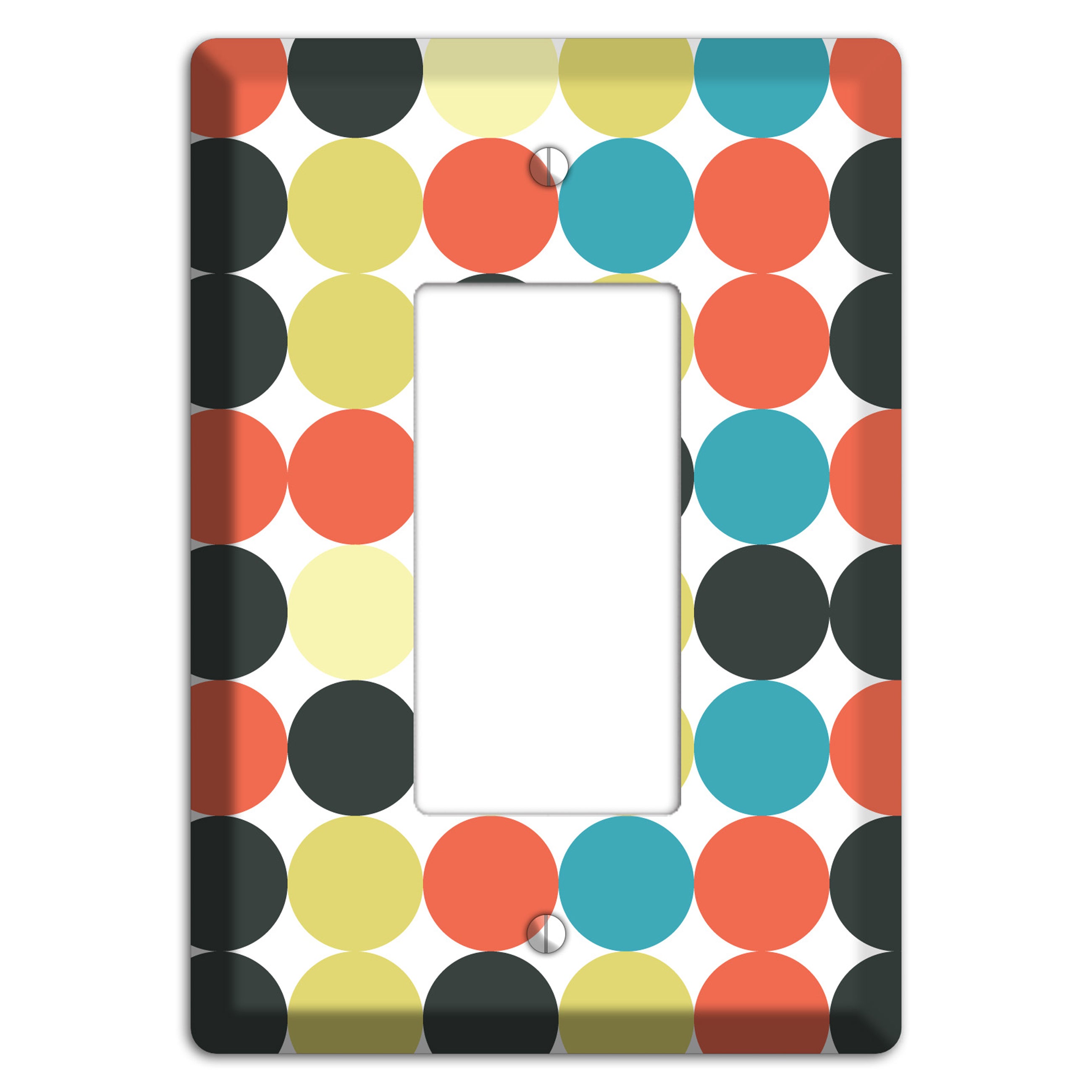 Coral Black Yellow Olive Blue Aqua Tiled Dots Rocker Wallplate