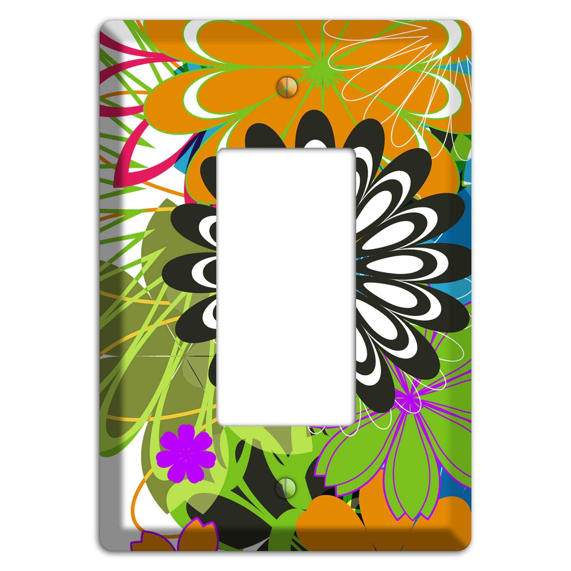 Multi Retro Flowers Rocker Wallplate