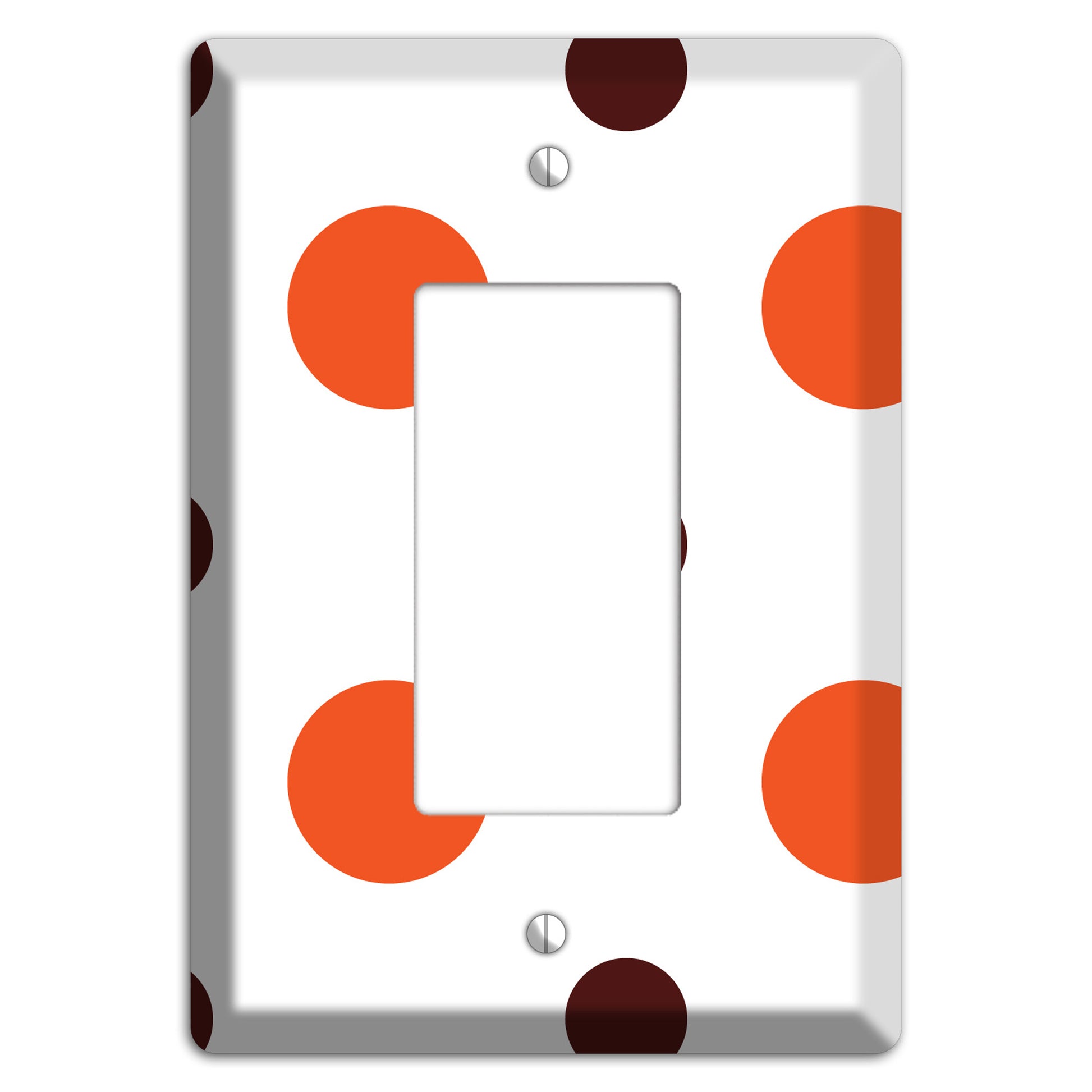 Coral and Brown Multi Medium Polka Dots Rocker Wallplate