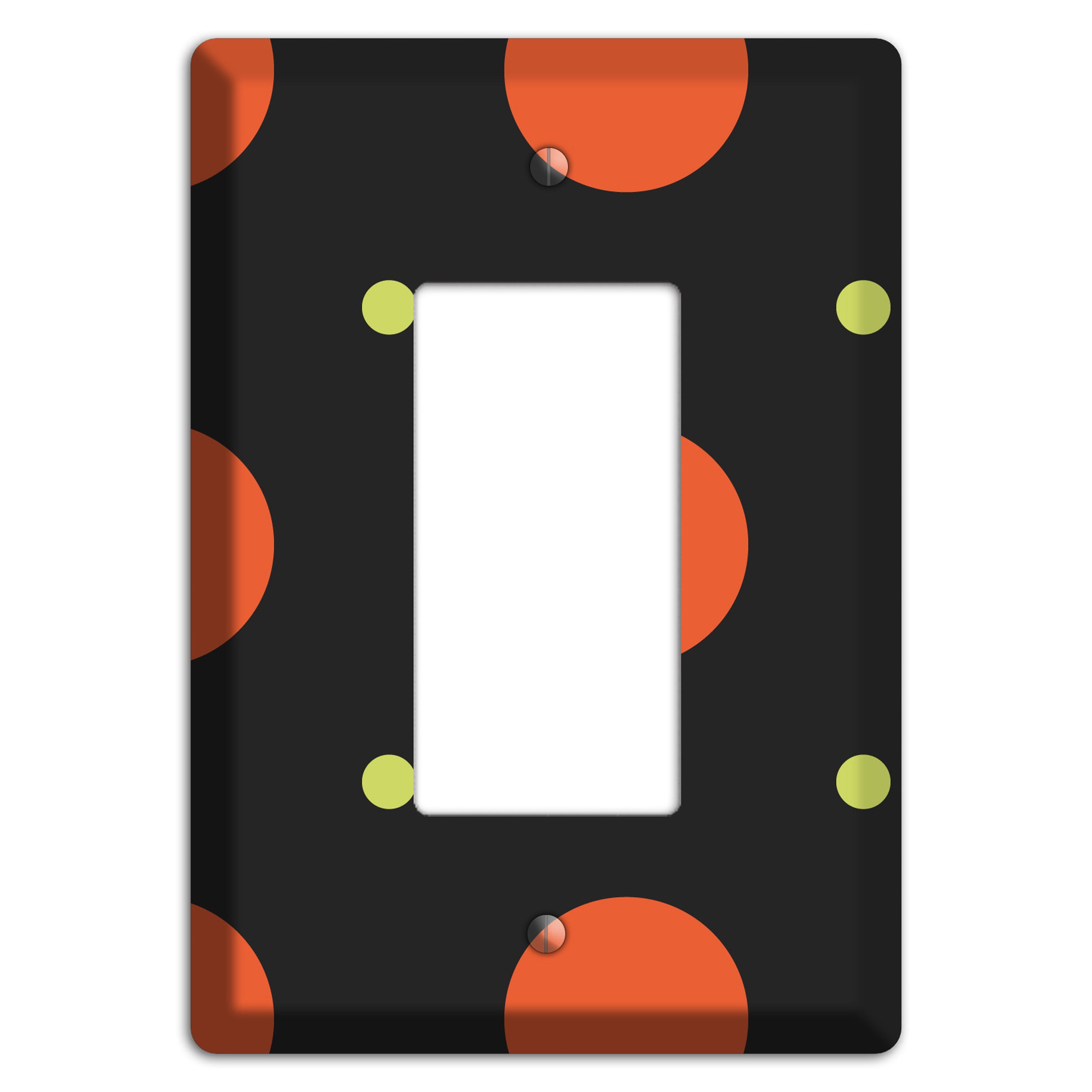 Black wih Orange and Lime Multi Tiled Medium Dots Rocker Wallplate
