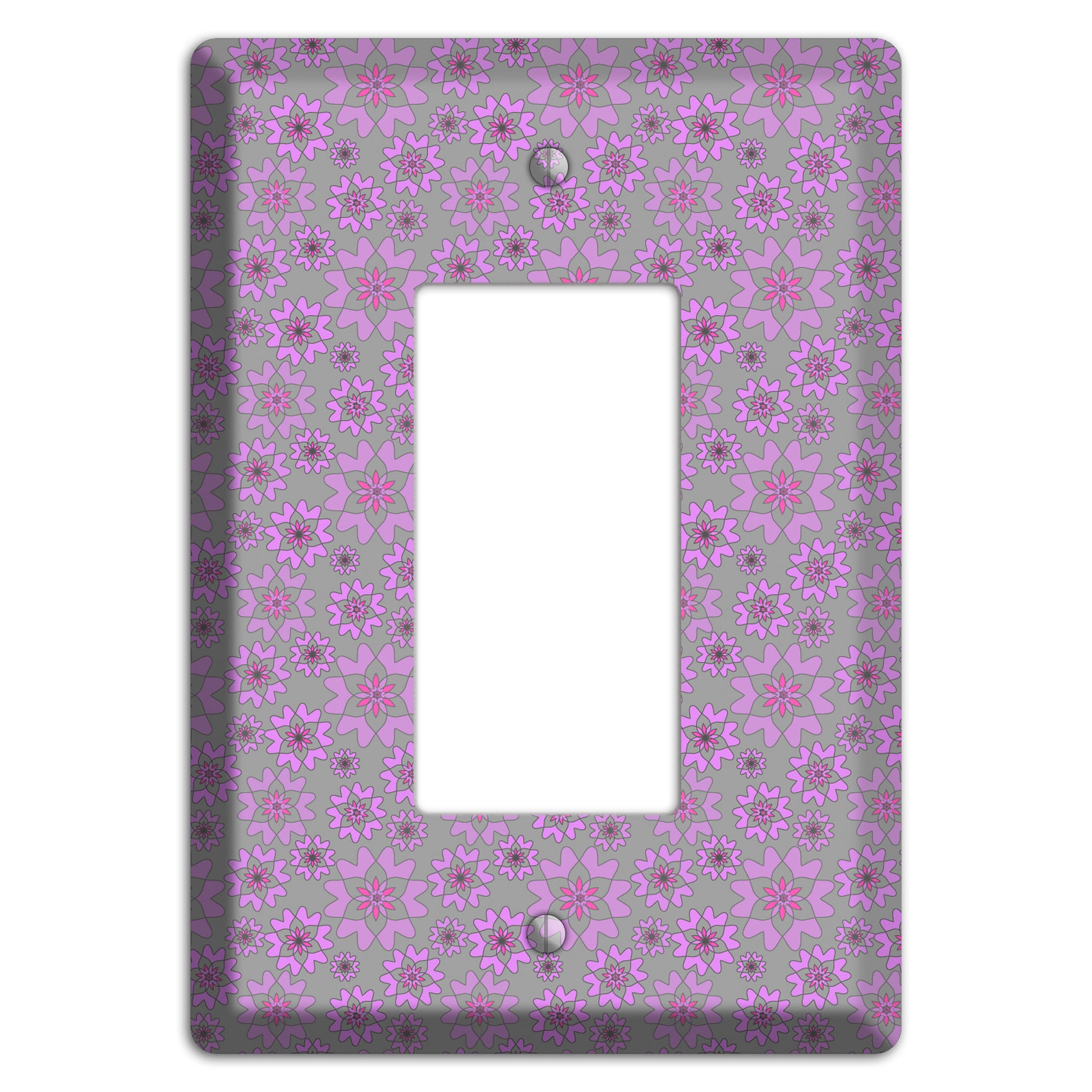 Grey with Tiny Purple Retro Suzani Rocker Wallplate