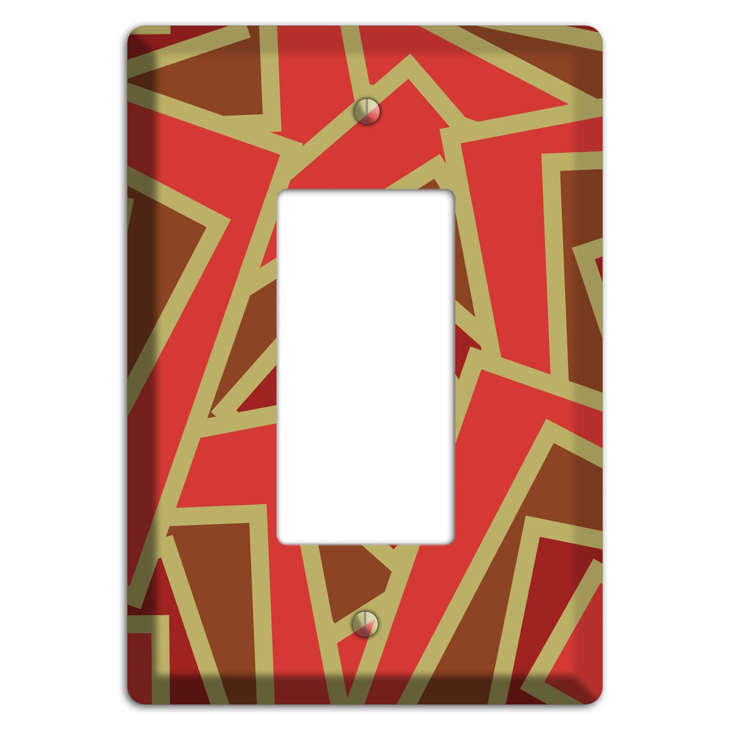 Red and Brown Retro Cubist Rocker Wallplate