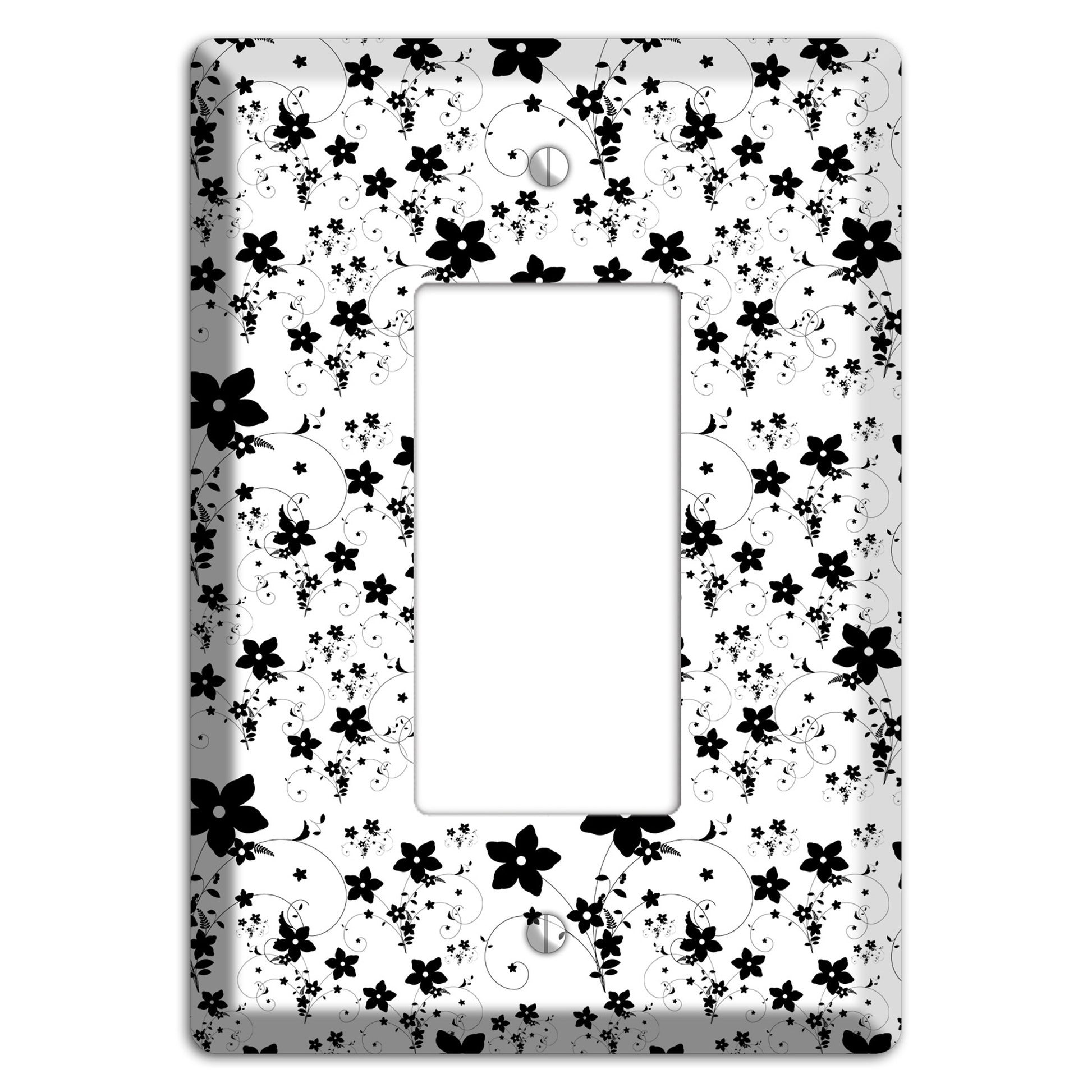 Black and White Flowers Rocker Wallplate