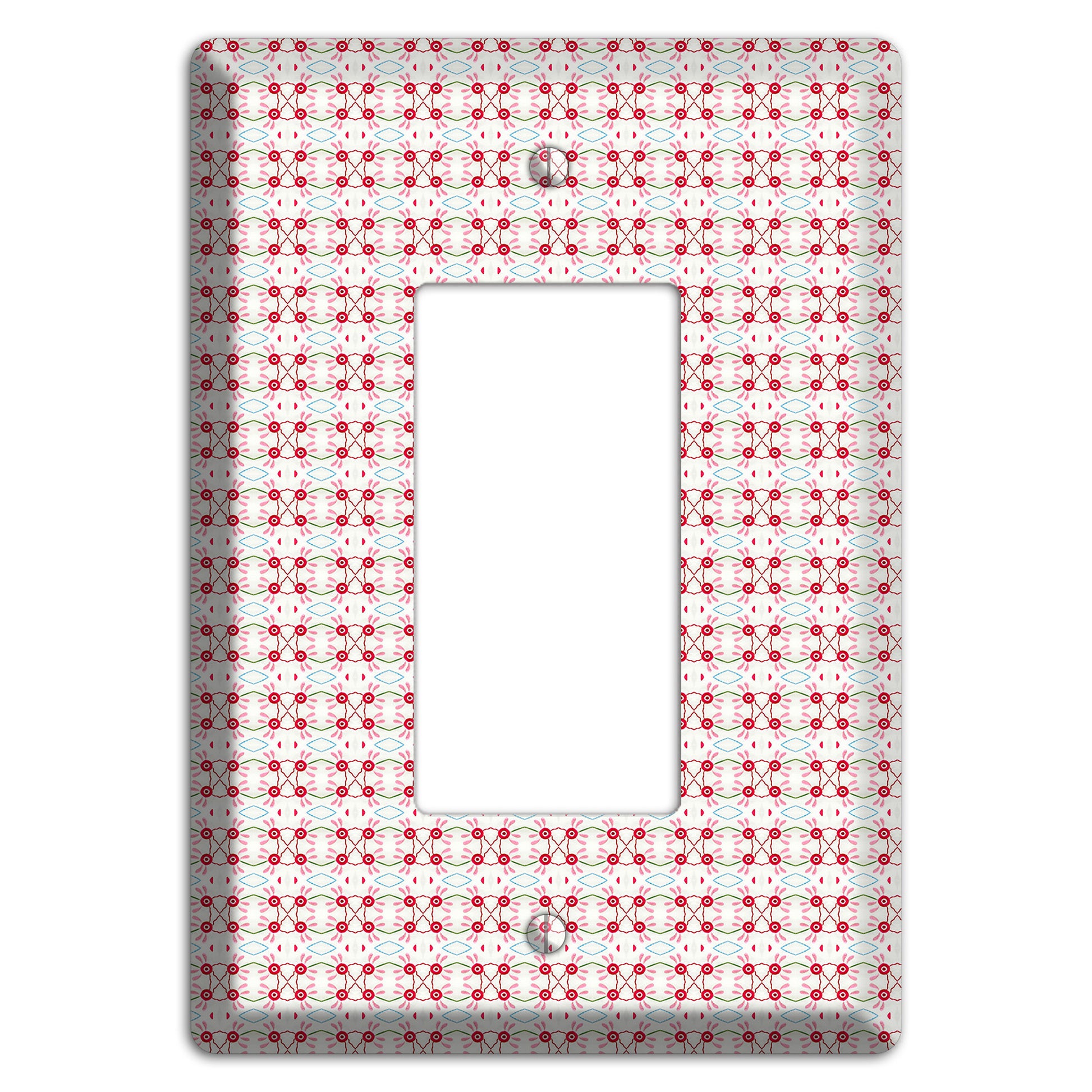 White with Red Ball and Stick Tapestry Rocker Wallplate