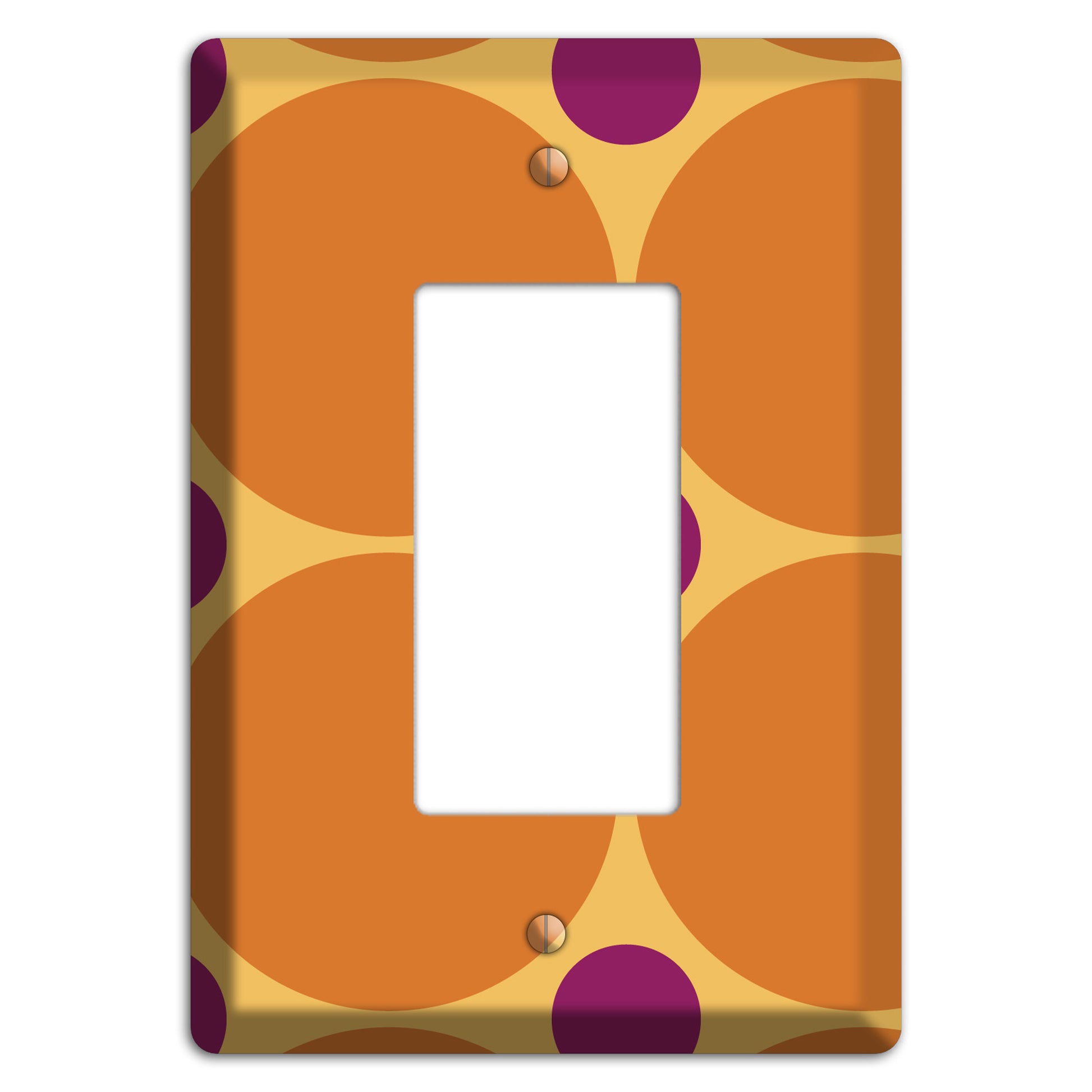 Orange with Umber and Plum Multi Tiled Large Dots Rocker Wallplate