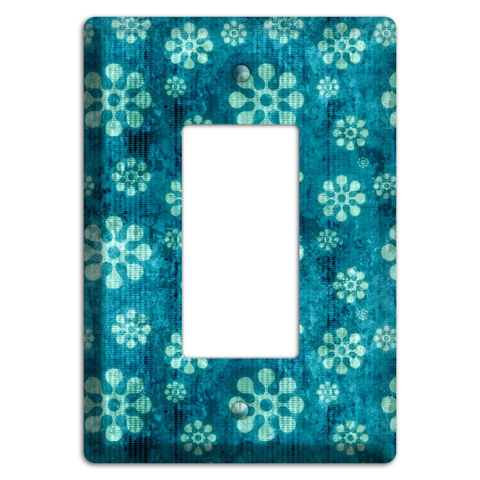 Turquoise Grunge Floral Rocker Wallplate