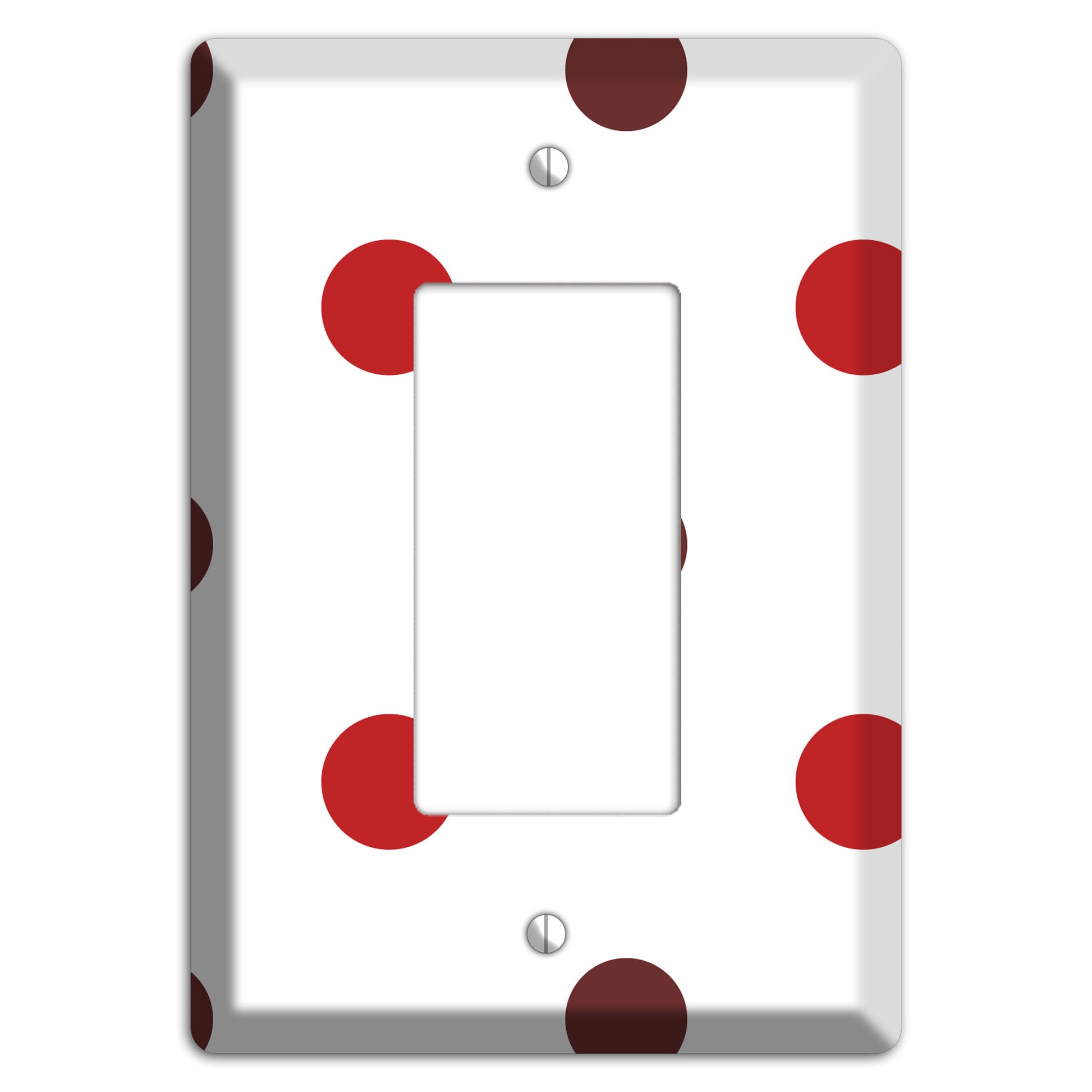 Red and Brown Medium Polka Dots Rocker Wallplate