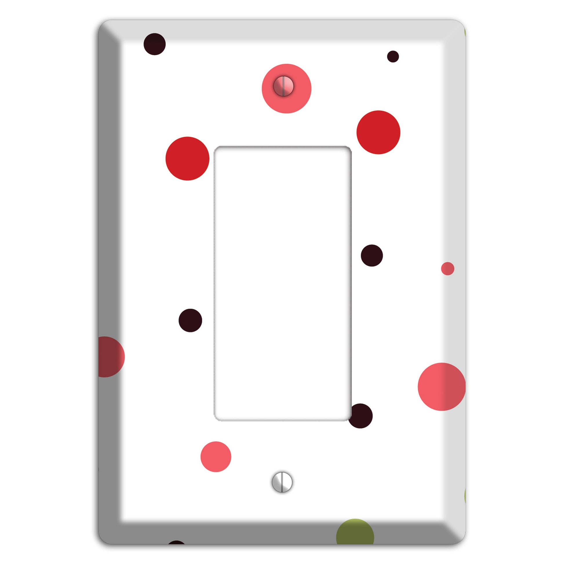 White with Multi Pink Small Dots Rocker Wallplate