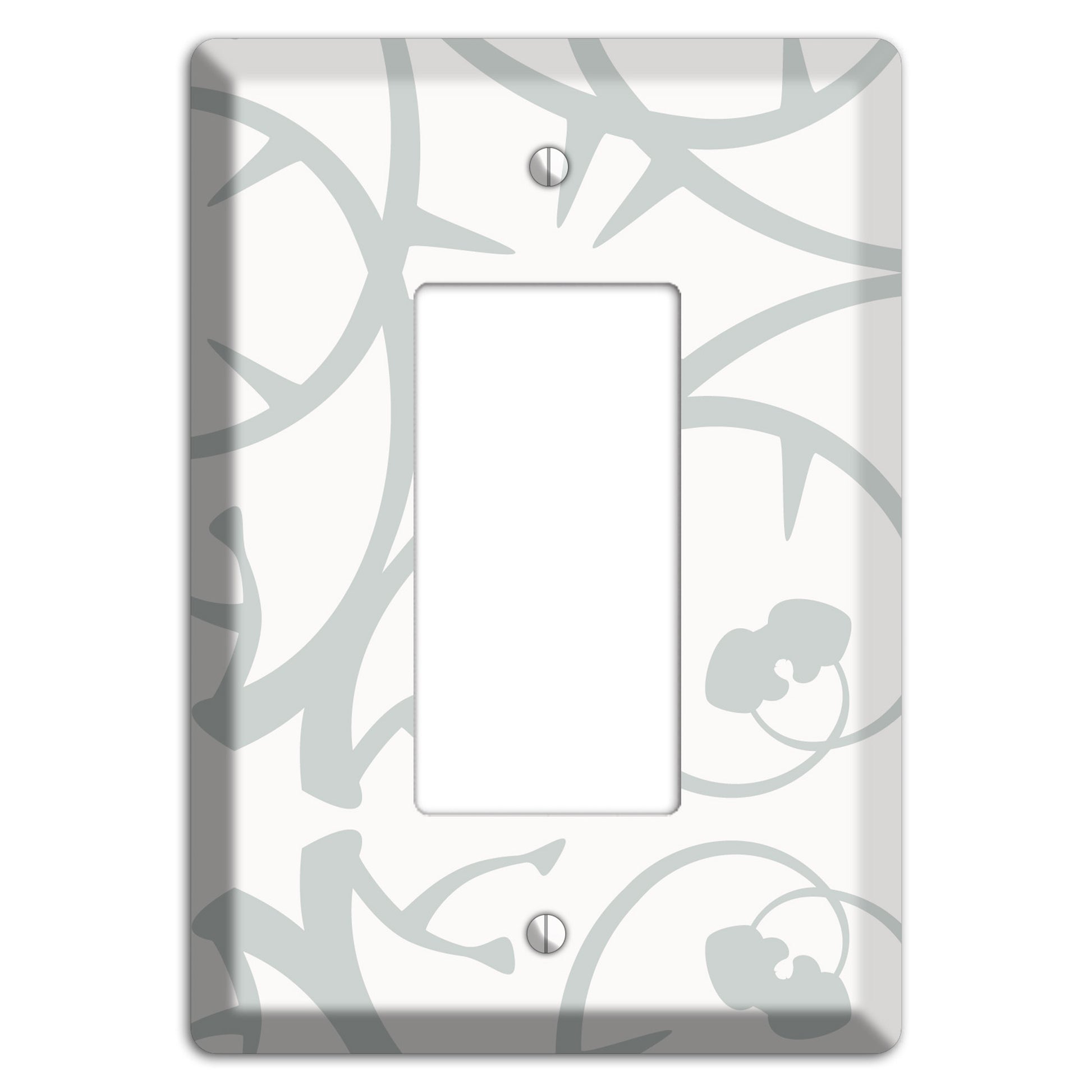 White with Grey Abstract Swirl Rocker Wallplate