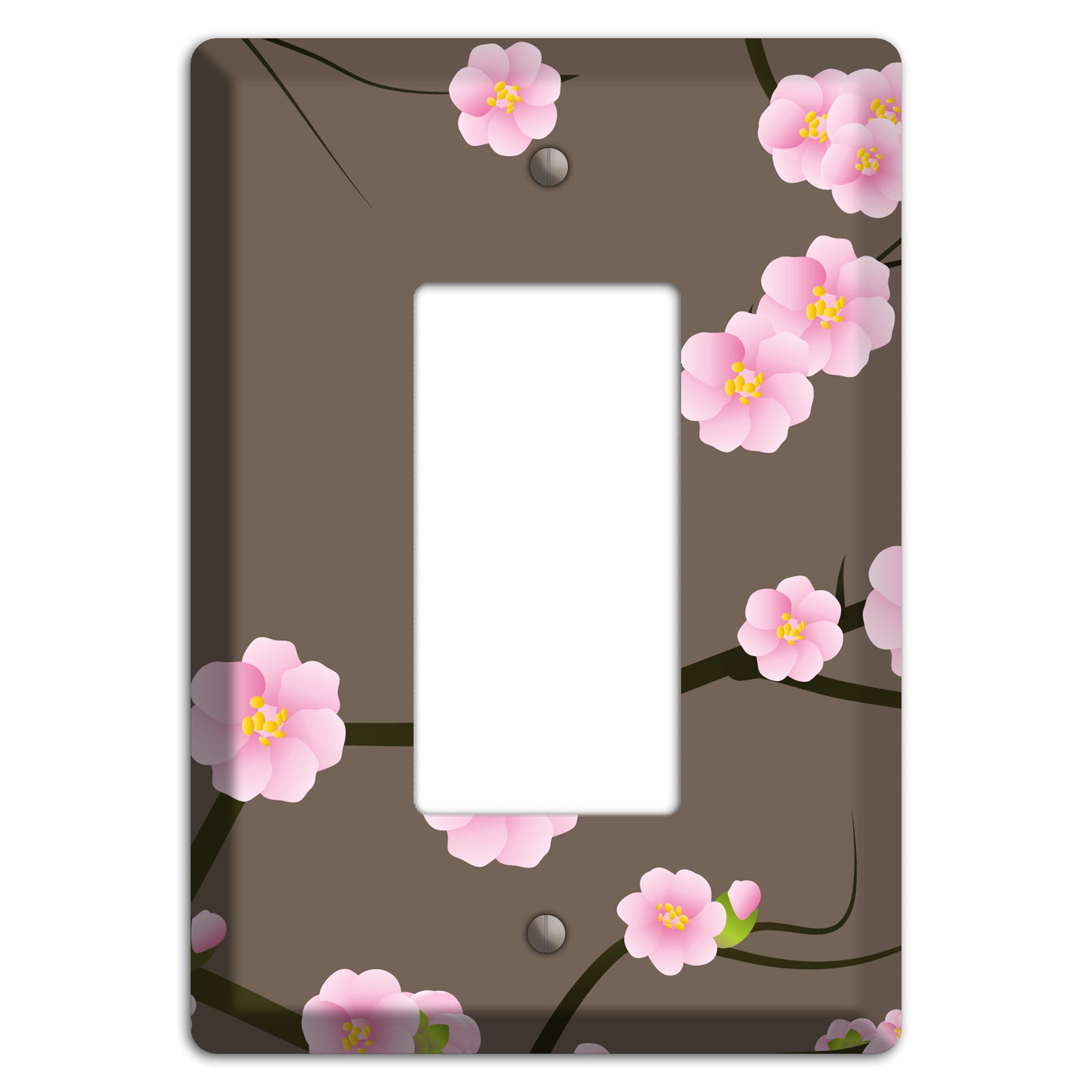 Pink and Brown Cherry Blossoms Rocker Wallplate