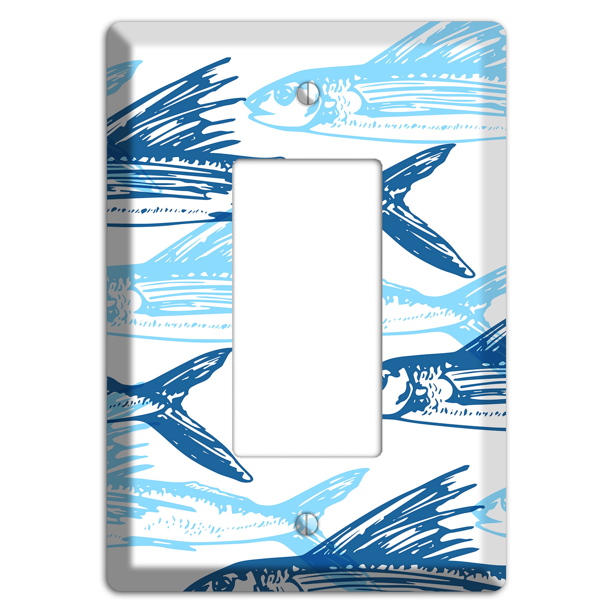 Multi-Blue Fish Rocker Wallplate