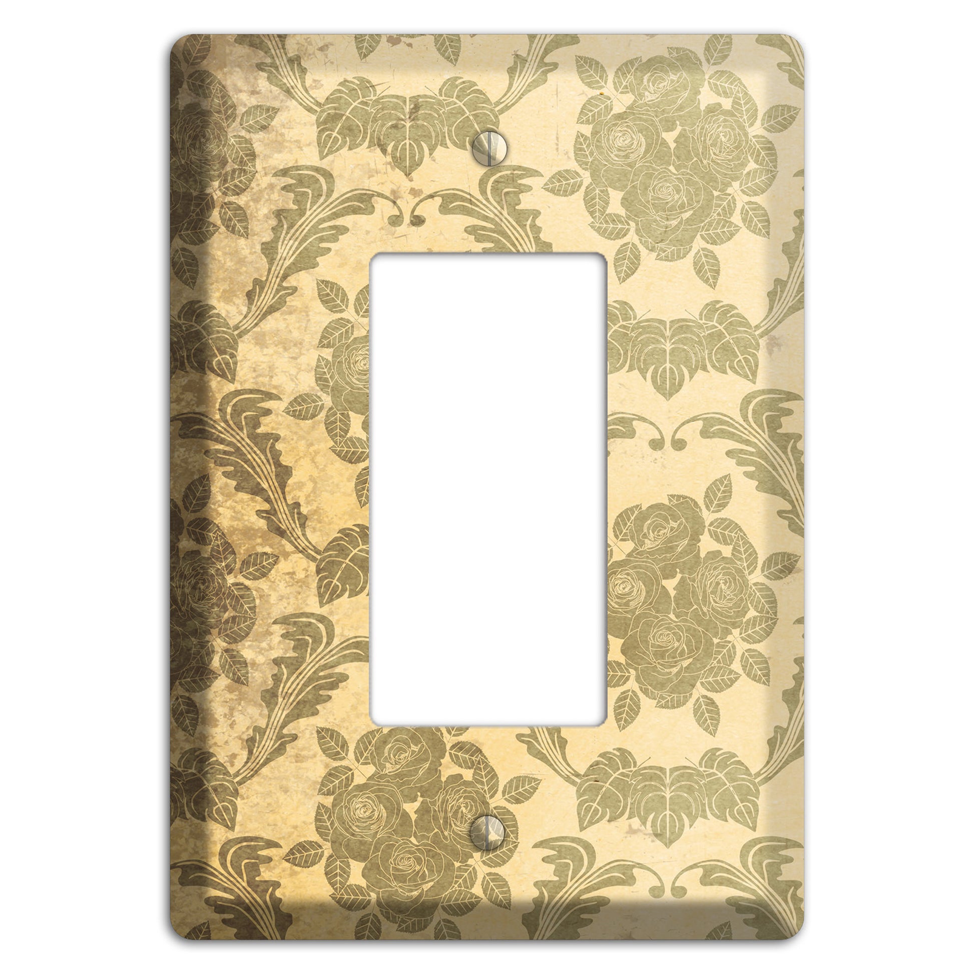 Straw Vintage Rose Damask Rocker Wallplate