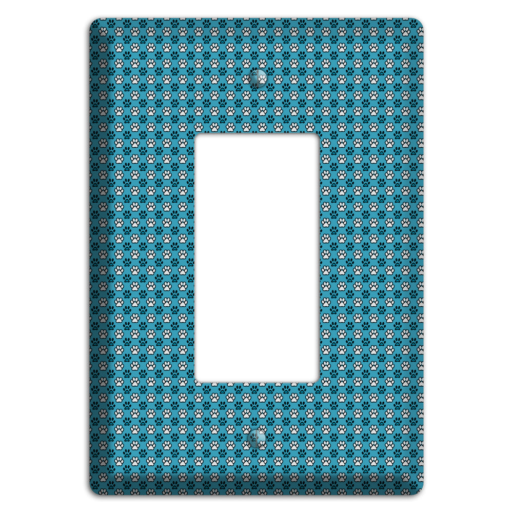 Blue Paw Prints Rocker Wallplate