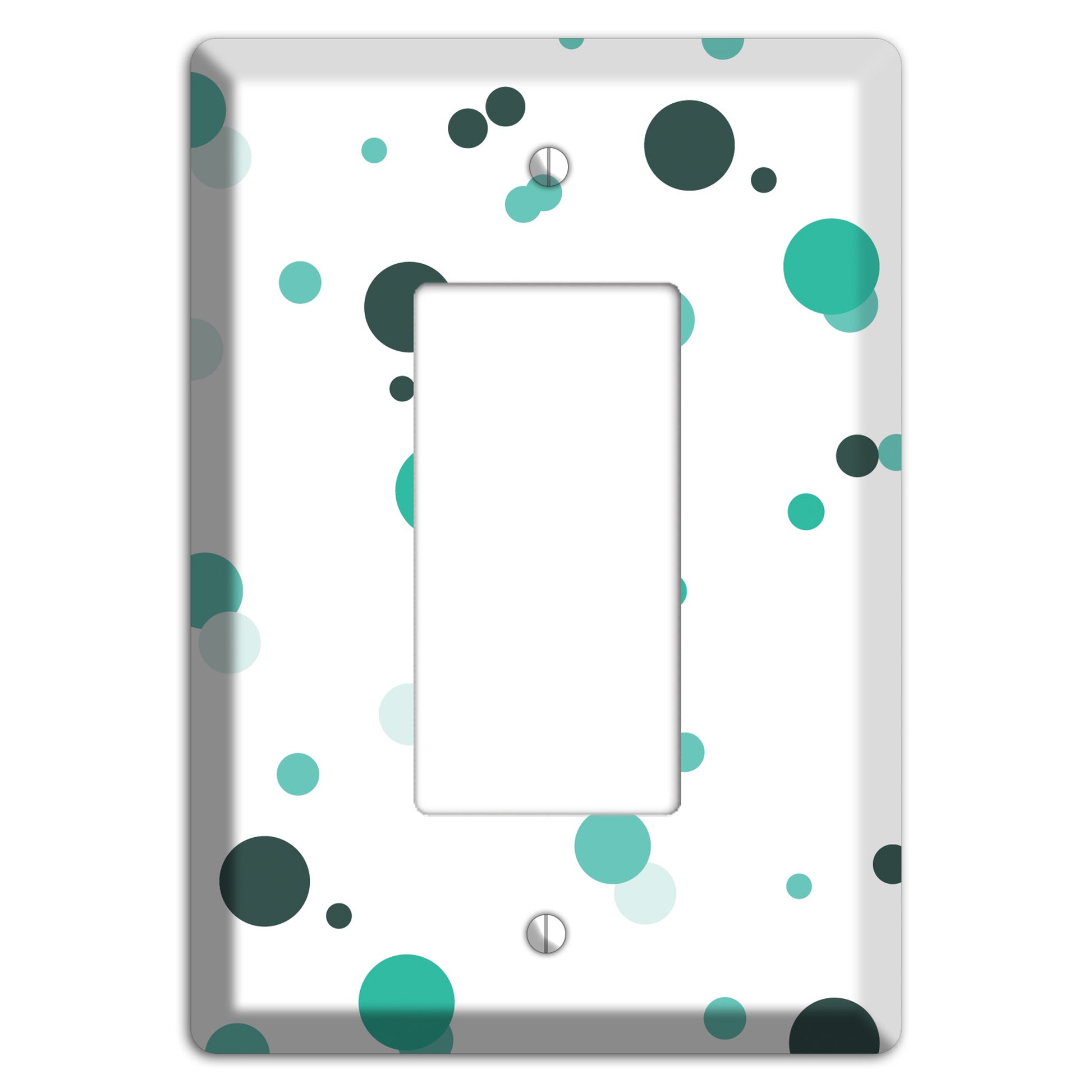 White with Multi Aqua Small Dots Rocker Wallplate