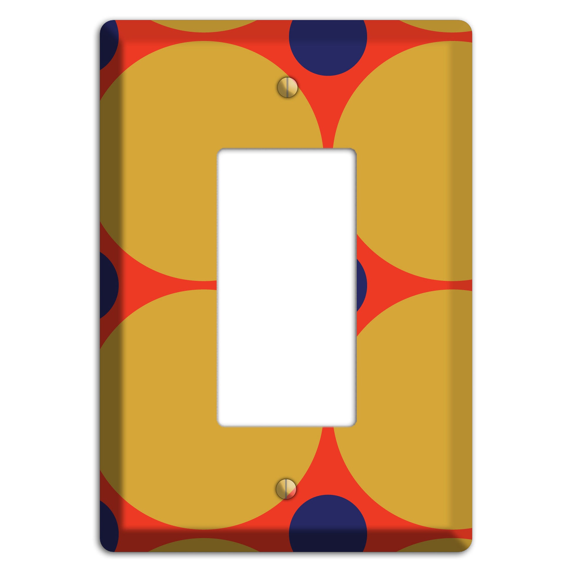 Red with Mustard and Blue Multi Tiled Large Dots Rocker Wallplate