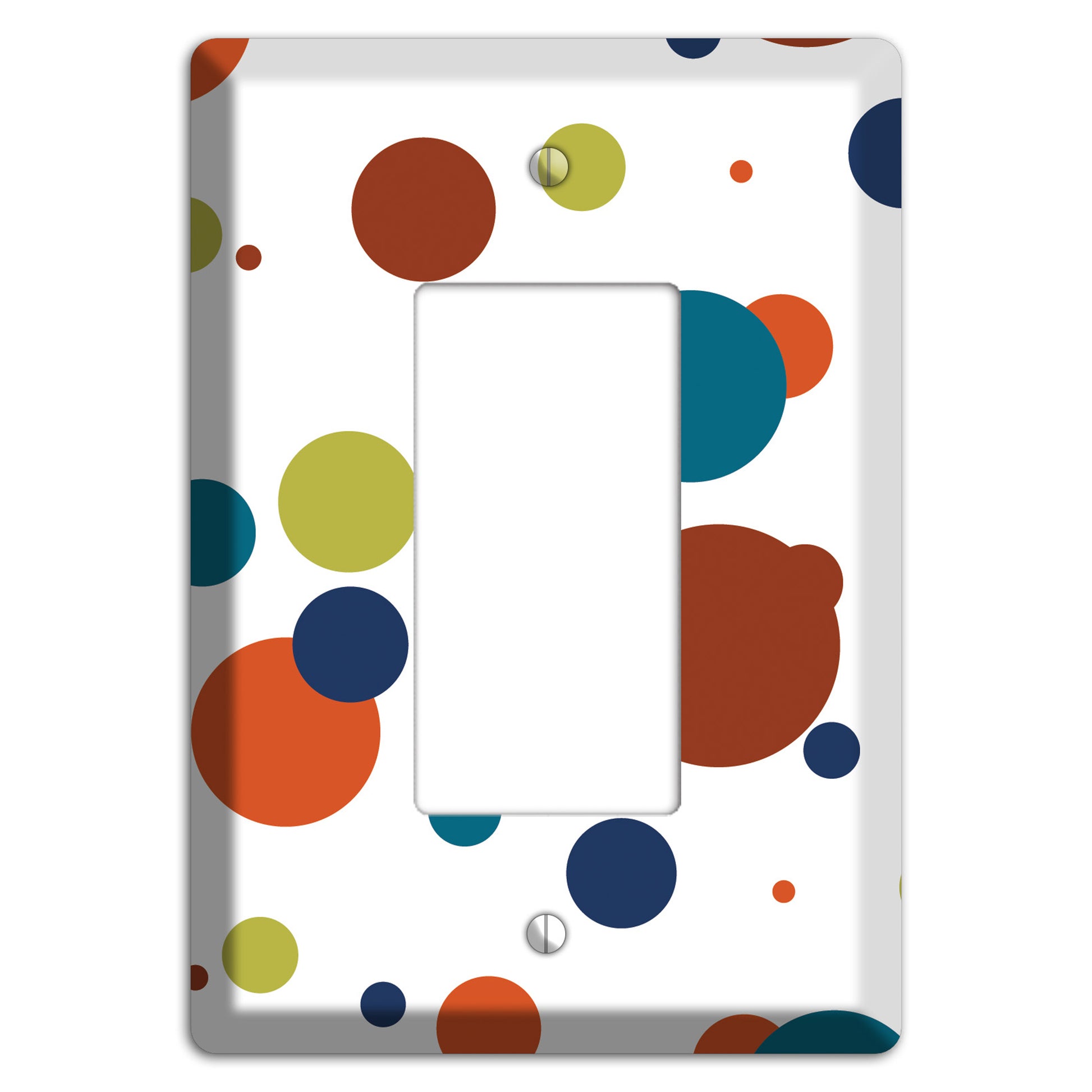 White with Multi Color Medium Dots Rocker Wallplate