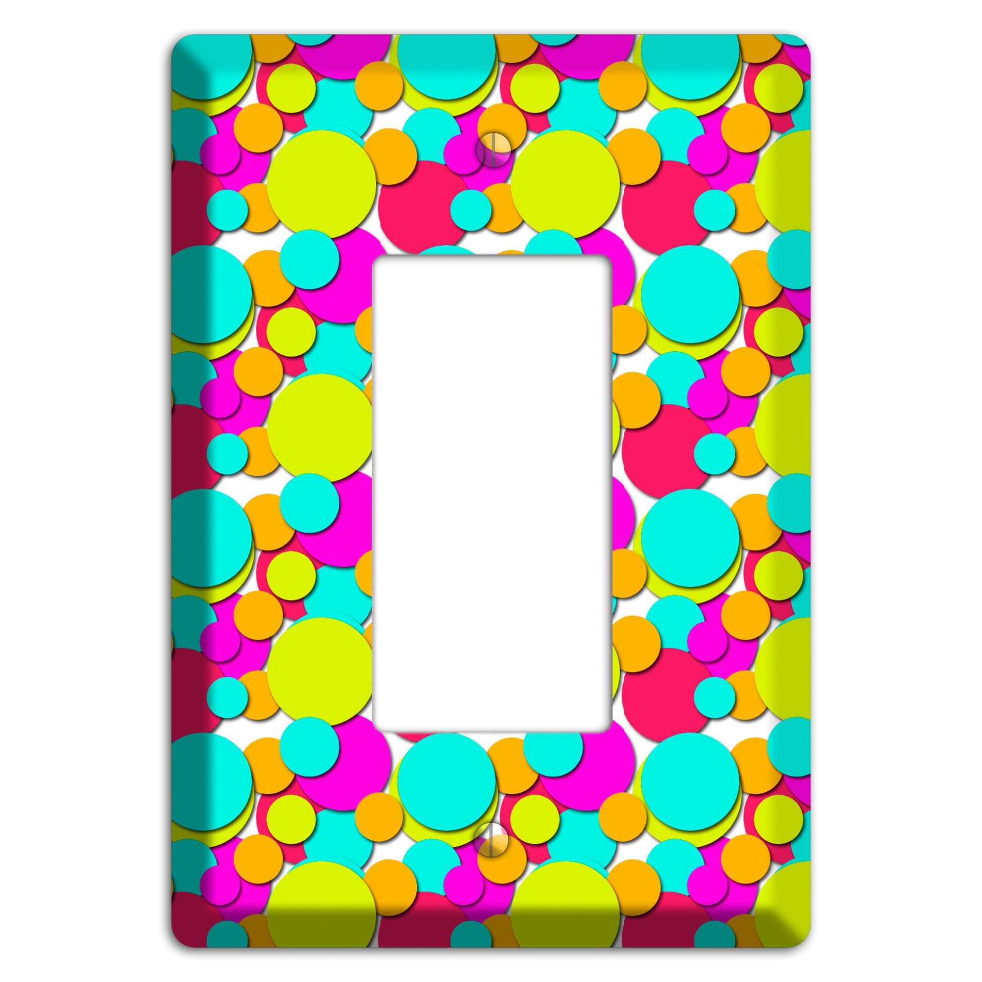 Aqua Fuschia Yellow Red Orange Bubble Dots Rocker Wallplate