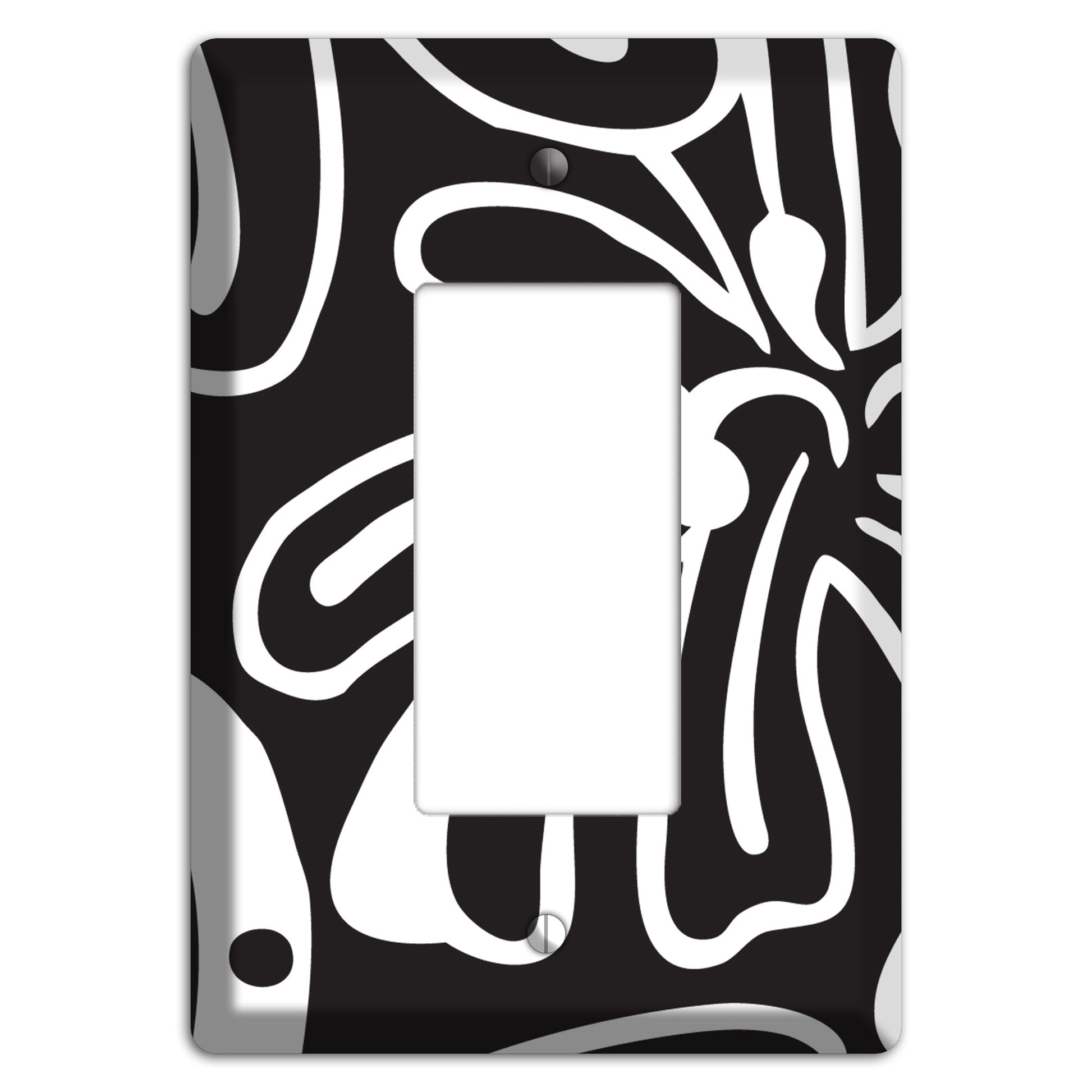 Black with White Flower Rocker Wallplate