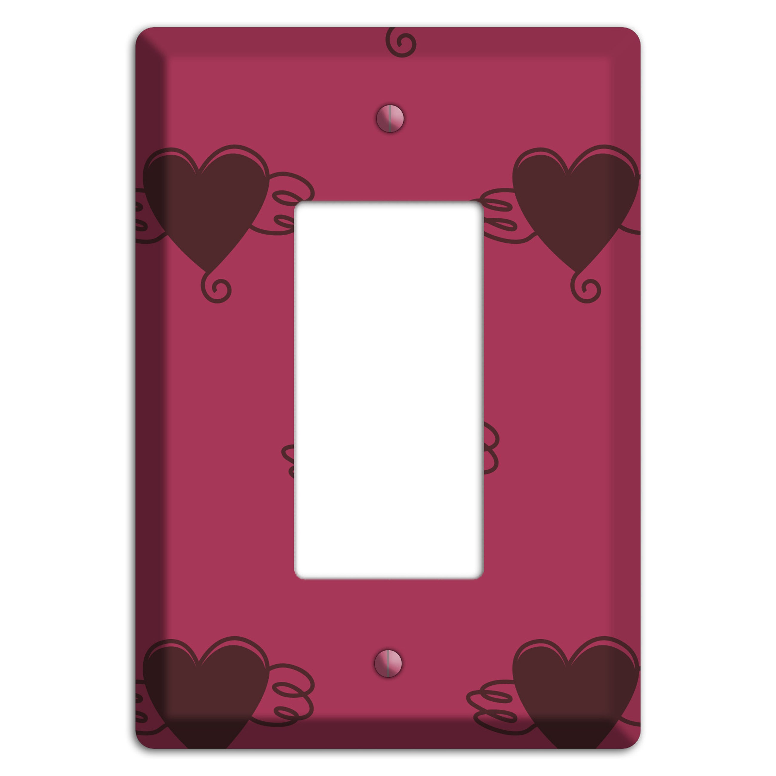 Fuschia Winged Hearts 2 Rocker Wallplate