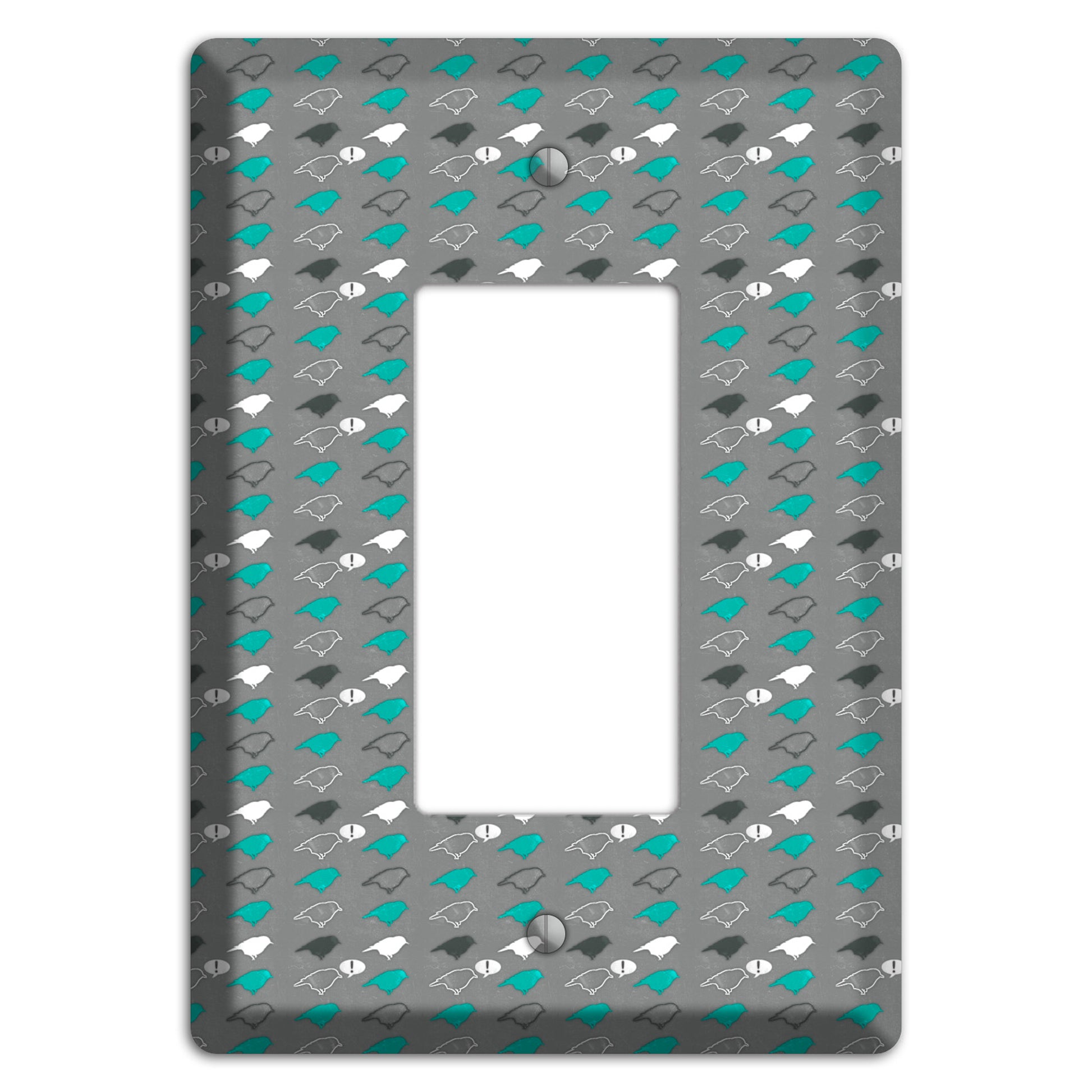 Grey with Small Green Birds Rocker Wallplate