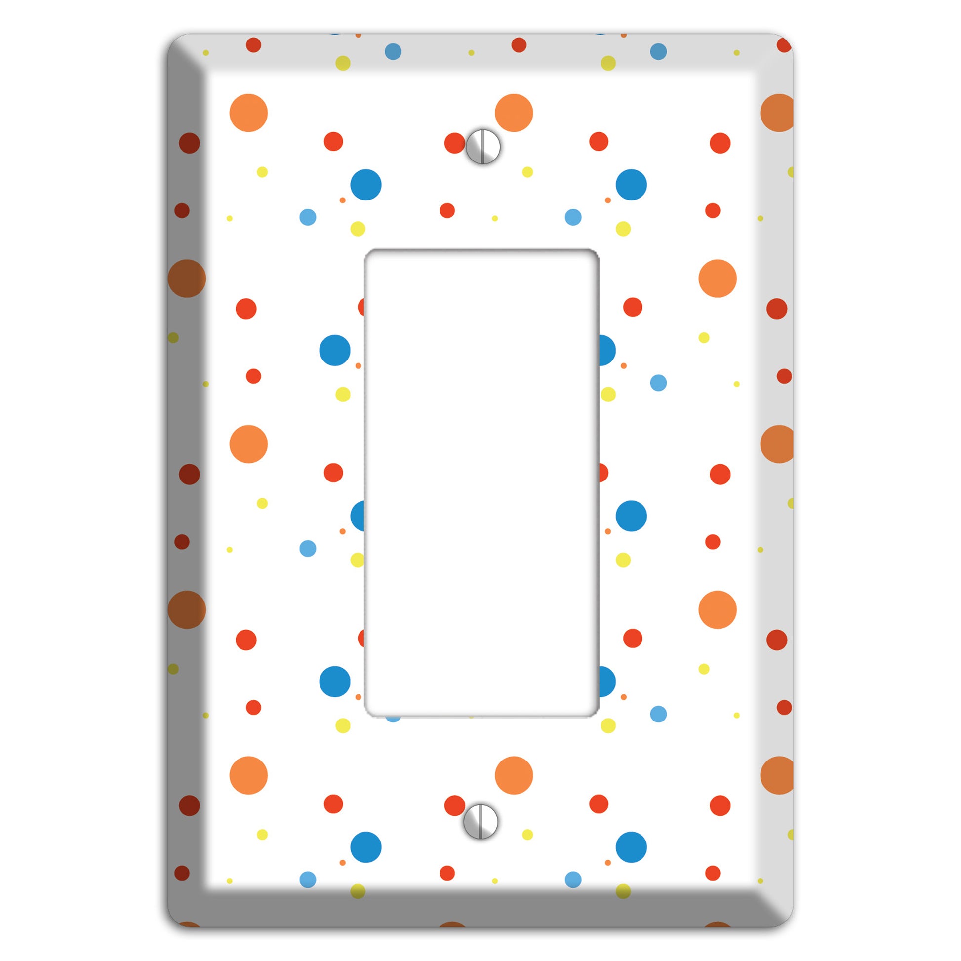 White with Multi Color Small Dots 2 Rocker Wallplate