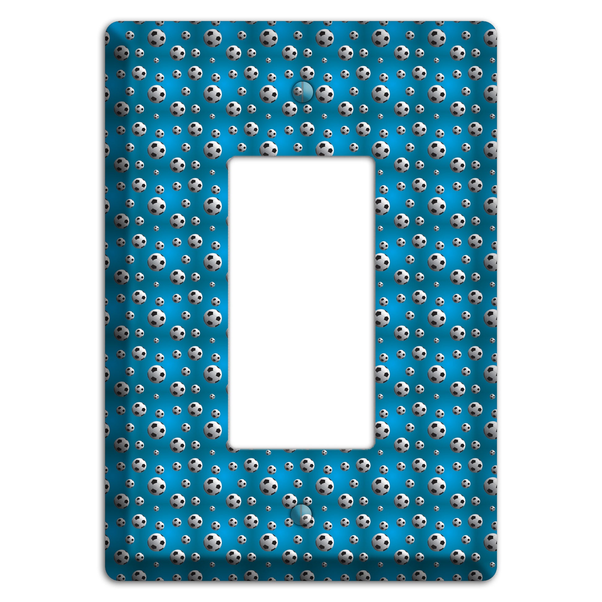Blue with Soccer Balls Rocker Wallplate