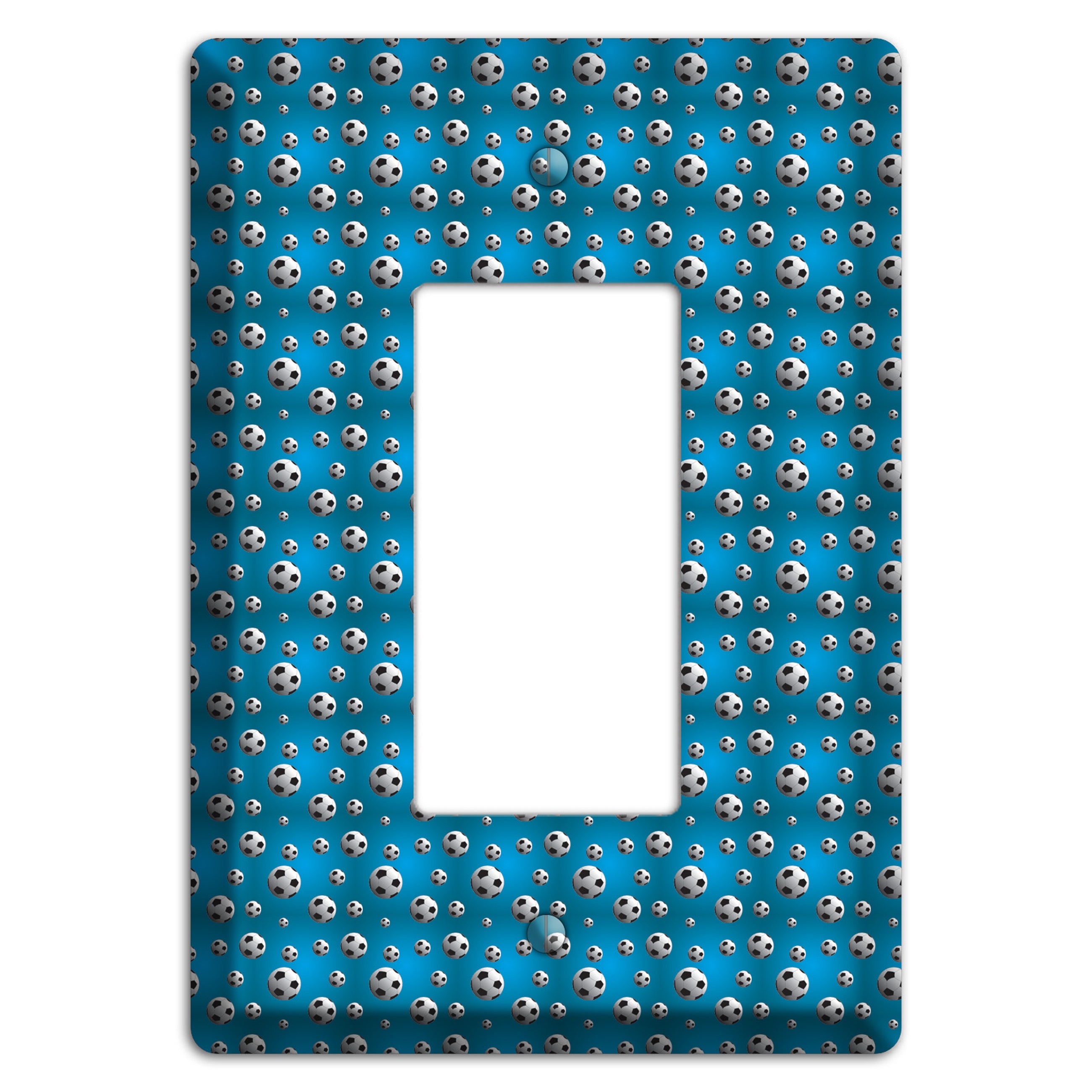 Blue with Soccer Balls Rocker Wallplate