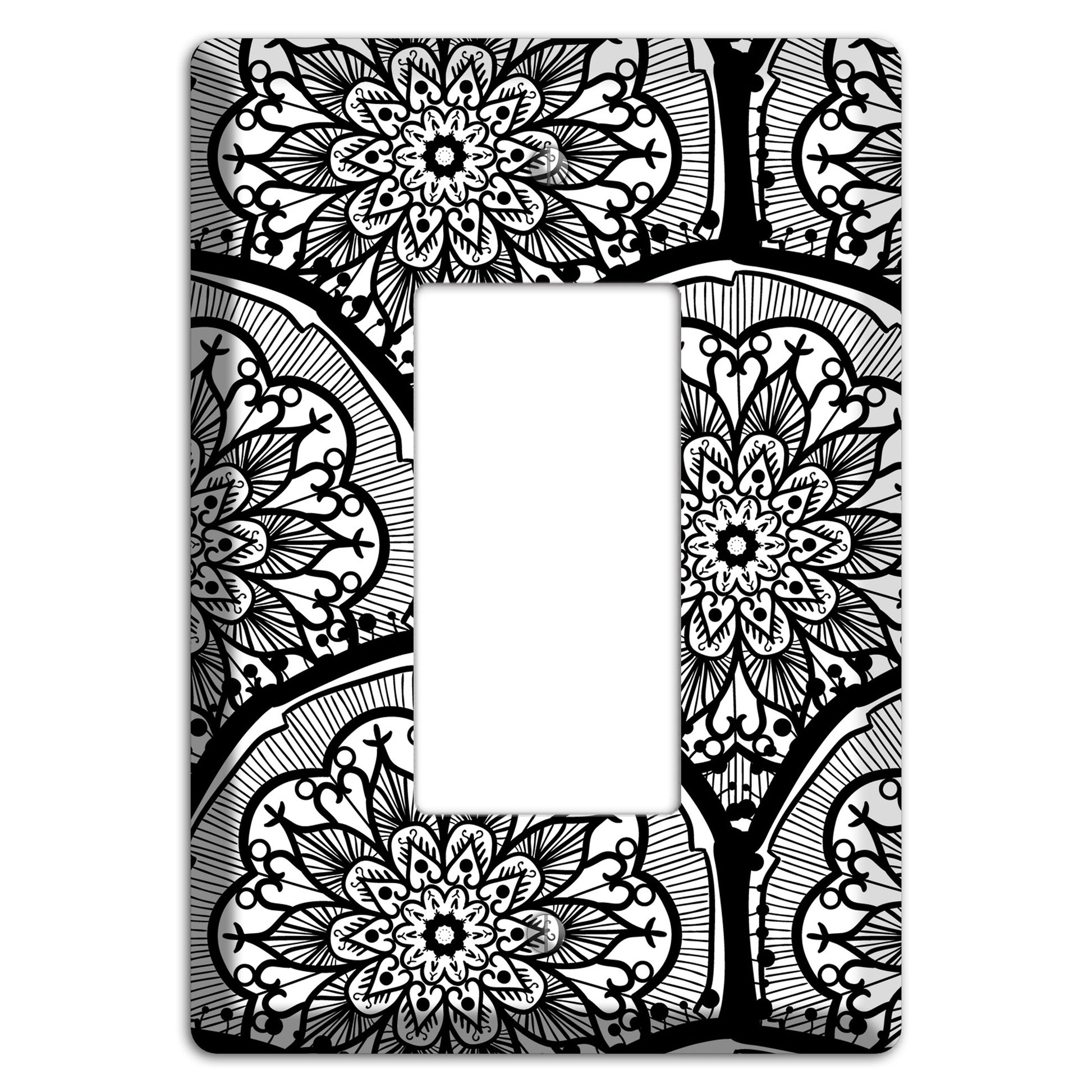 Mandala Black and White Style A Cover Plates Rocker Wallplate
