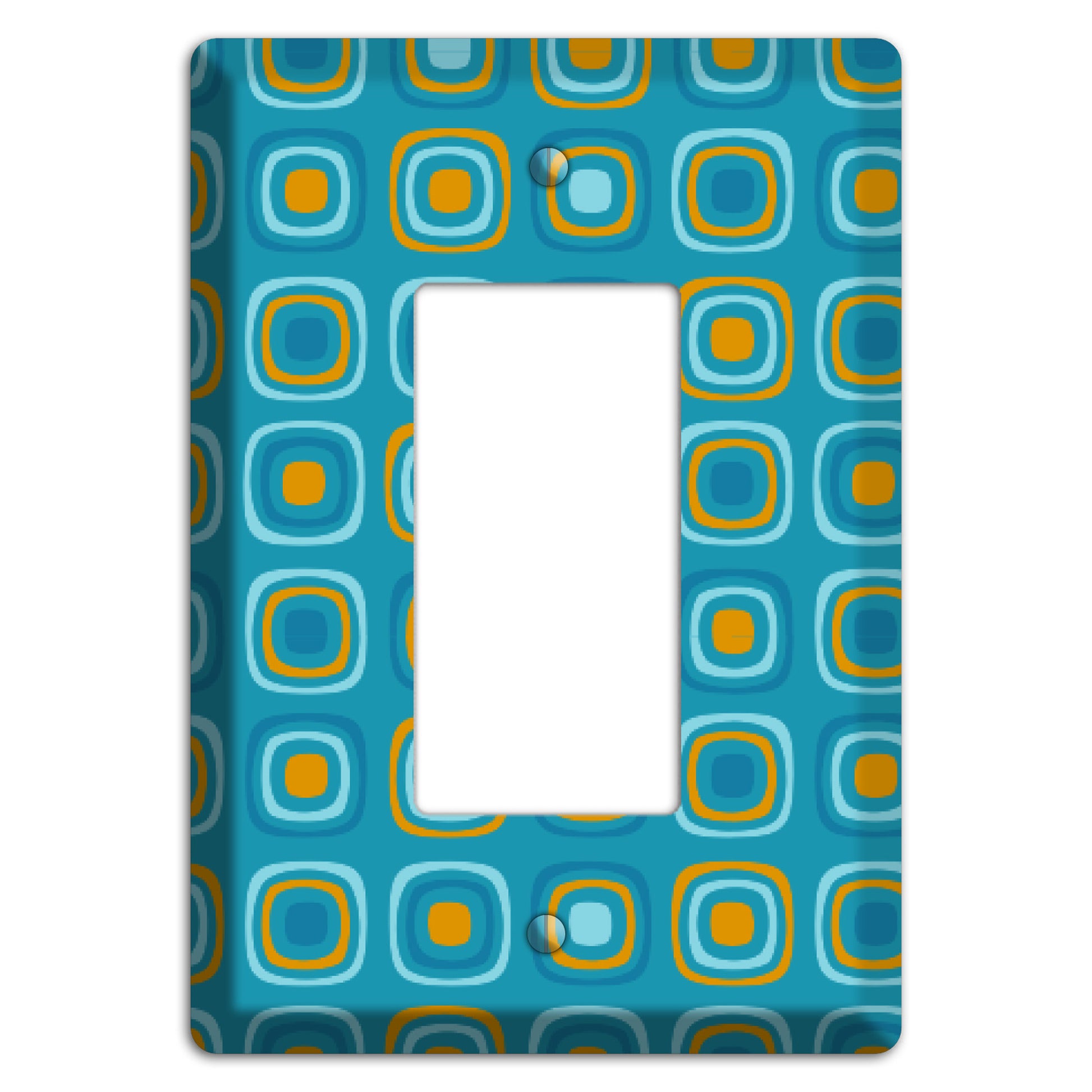 Teal and Mustard Rounded Squares Rocker Wallplate