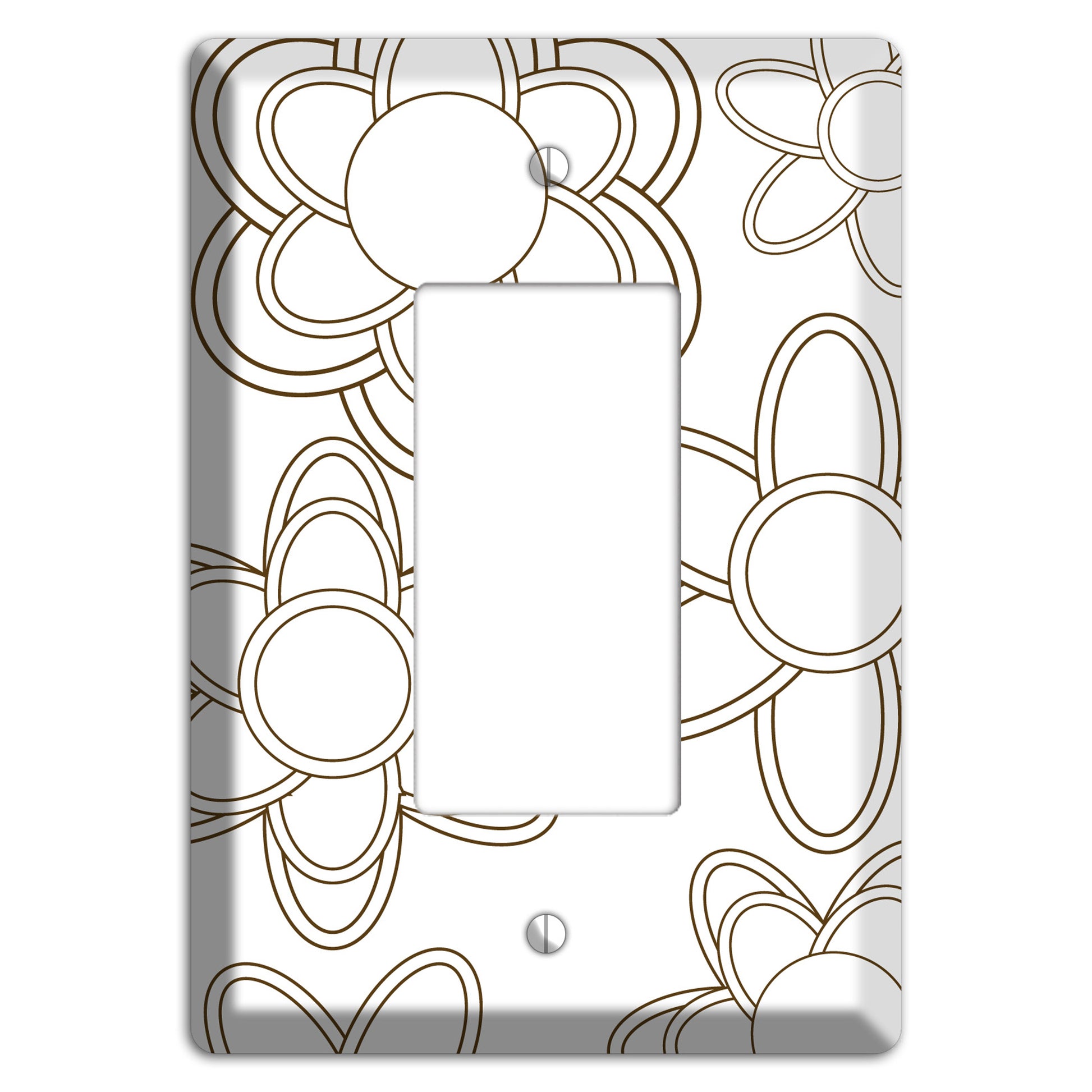 White with Retro Floral Contour Rocker Wallplate