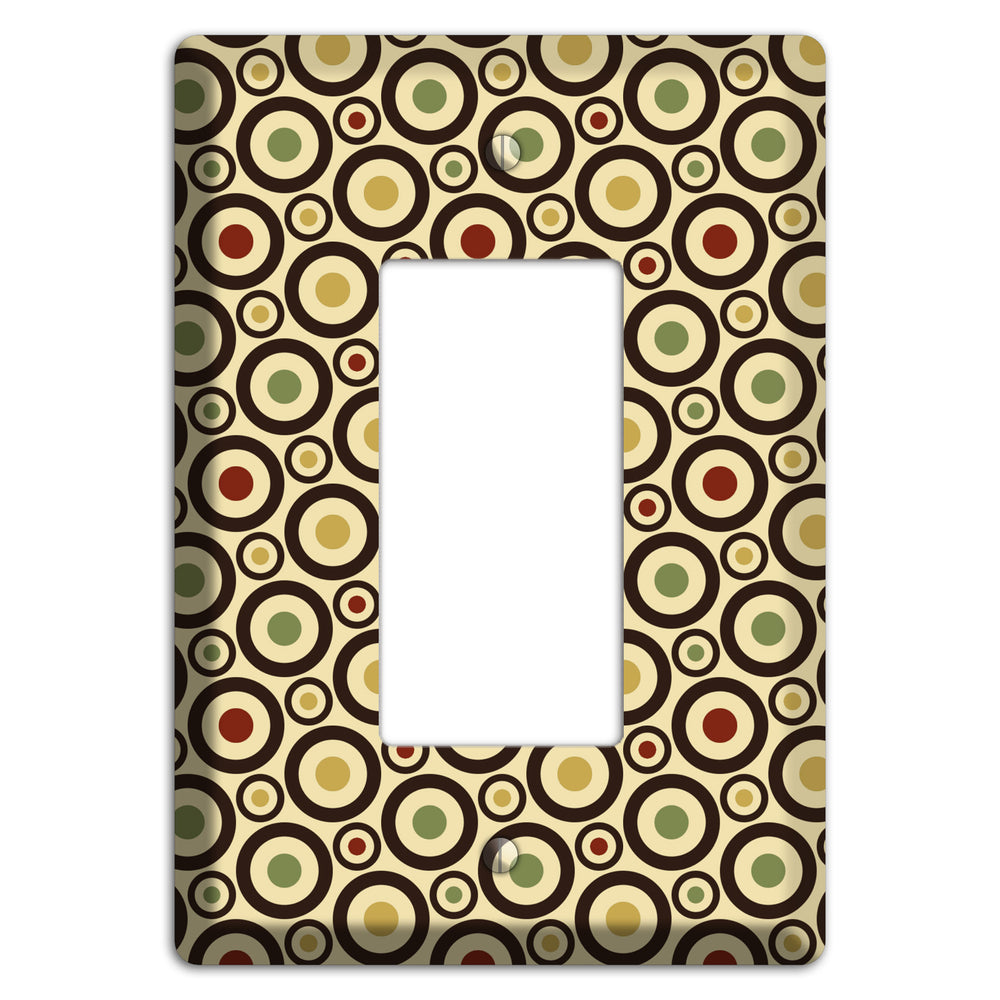 Beige with Olive Mustard Maroon Retro Tiny Bullseye Rocker Wallplate