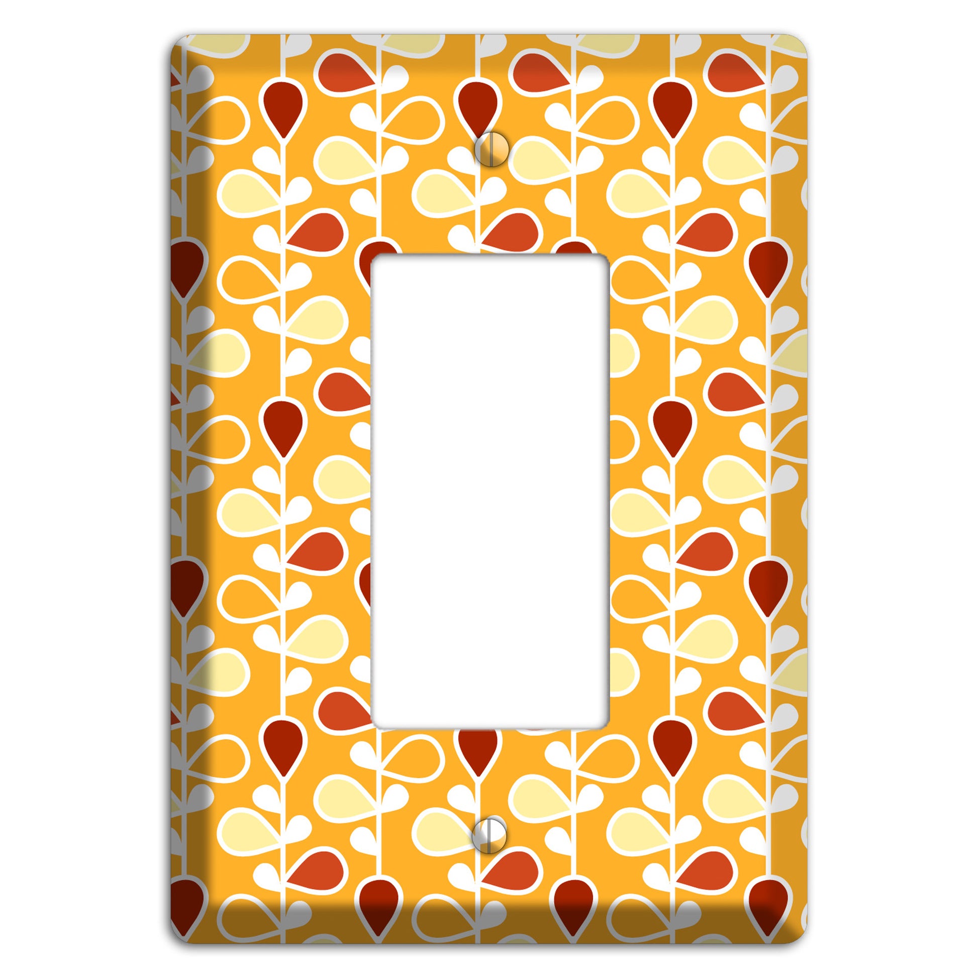 Orange with Yellow and Red Drop and Vine Rocker Wallplate