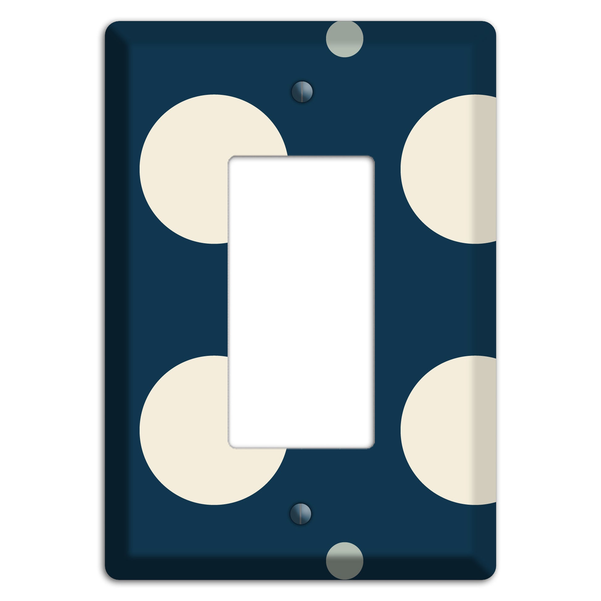 Navy with Off White and Blue Multi Medium Polka Dots Rocker Wallplate