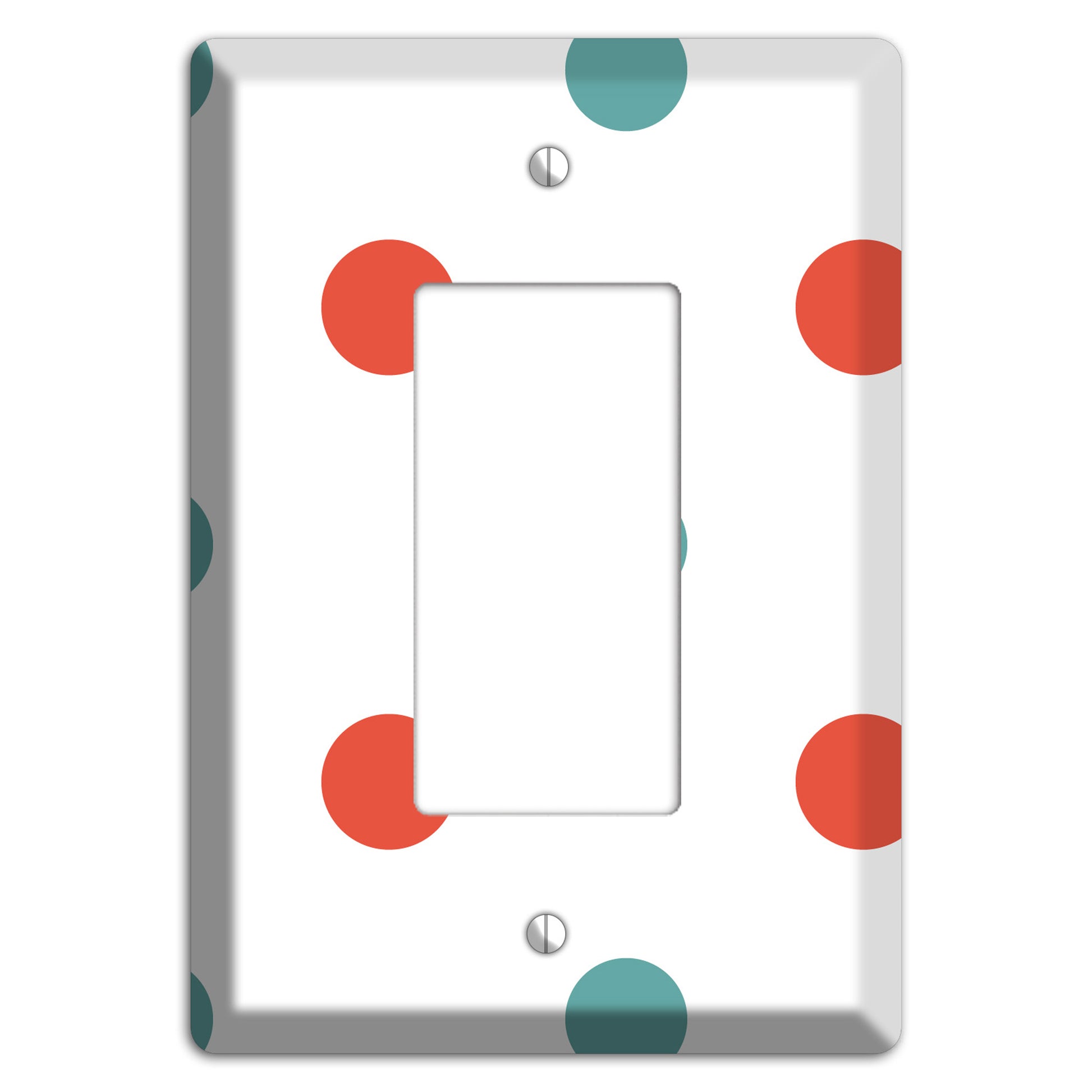 Aqua and Coral Medium Polka Dots Rocker Wallplate