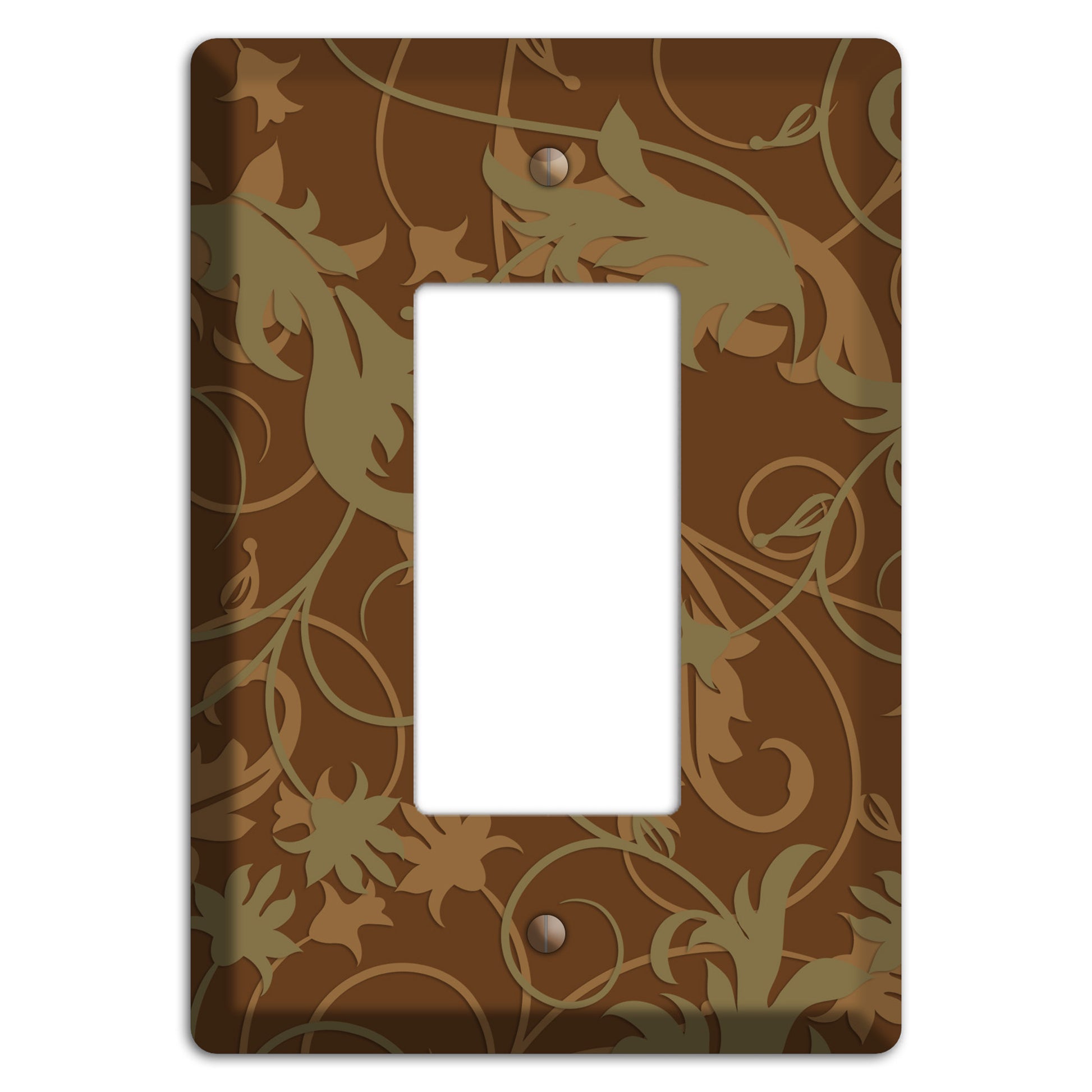 Brown and Olive Victorian Sprig Rocker Wallplate