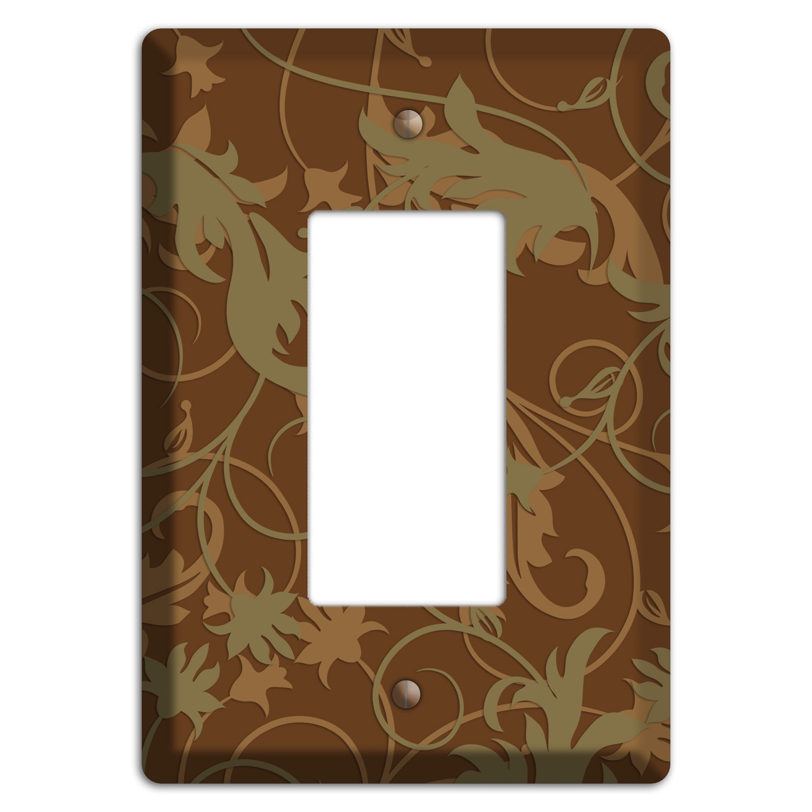 Brown and Olive Victorian Sprig Rocker Wallplate