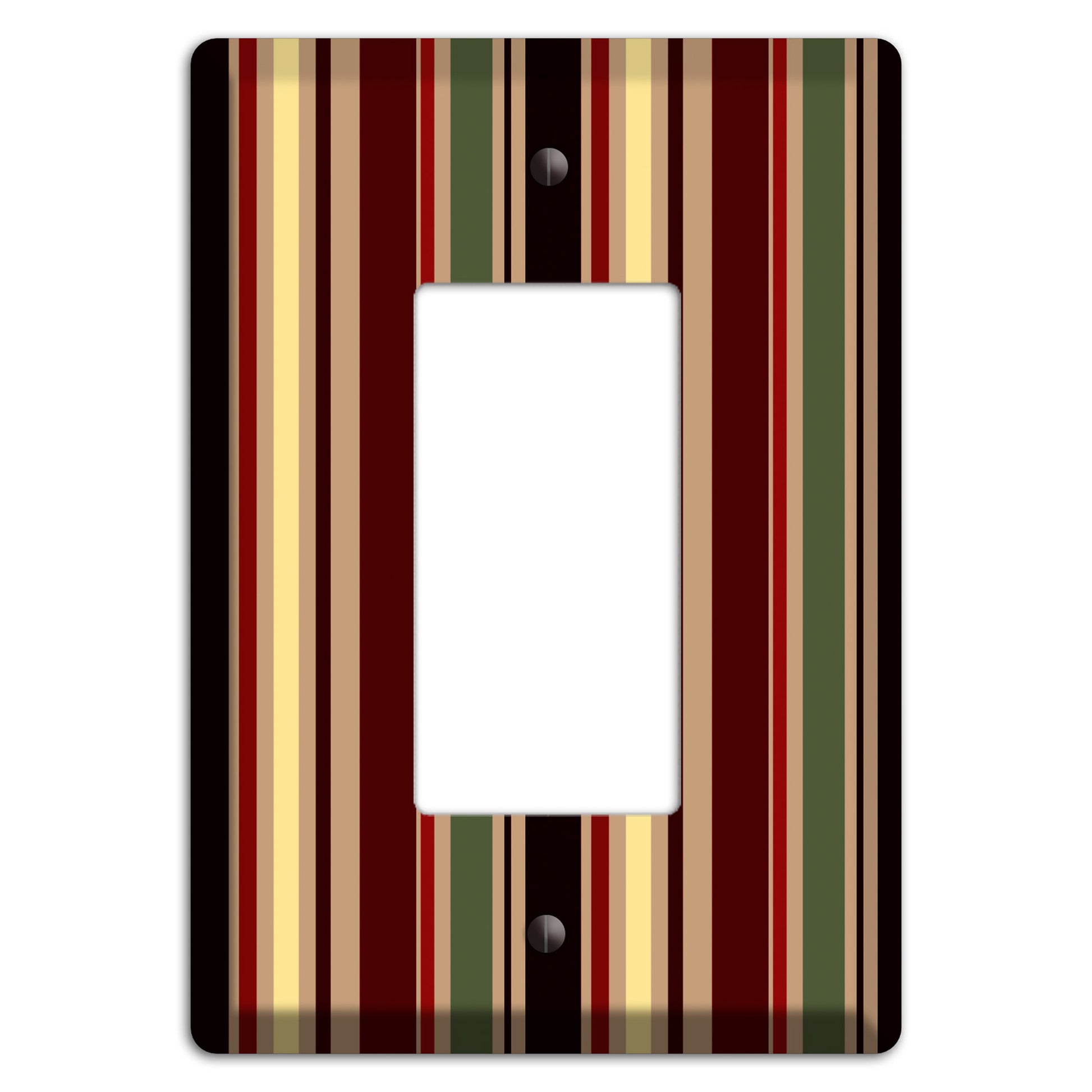 Multi olive and Burgundy Vertical Stripes Rocker Wallplate