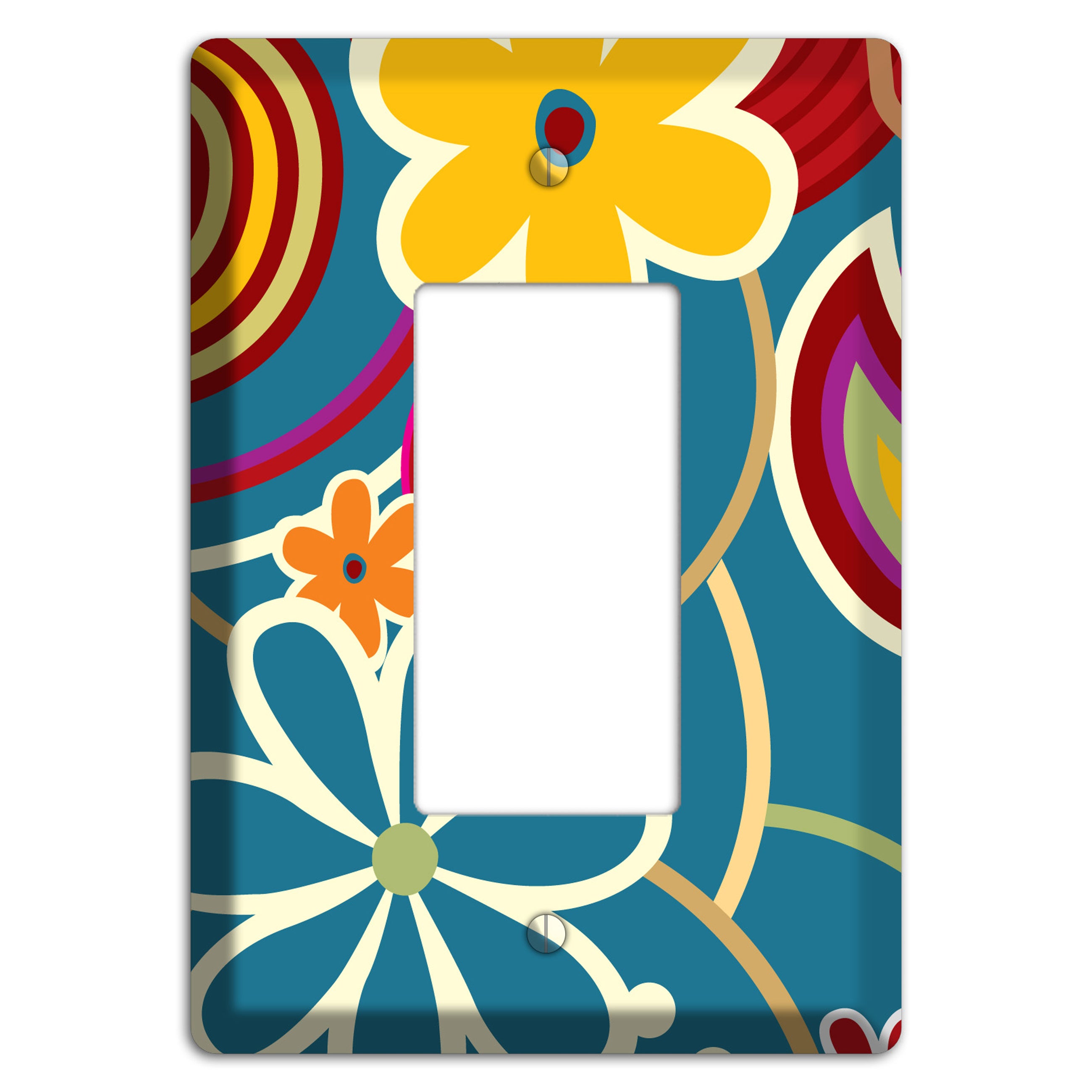 Bold Blue Flowers Rocker Wallplate