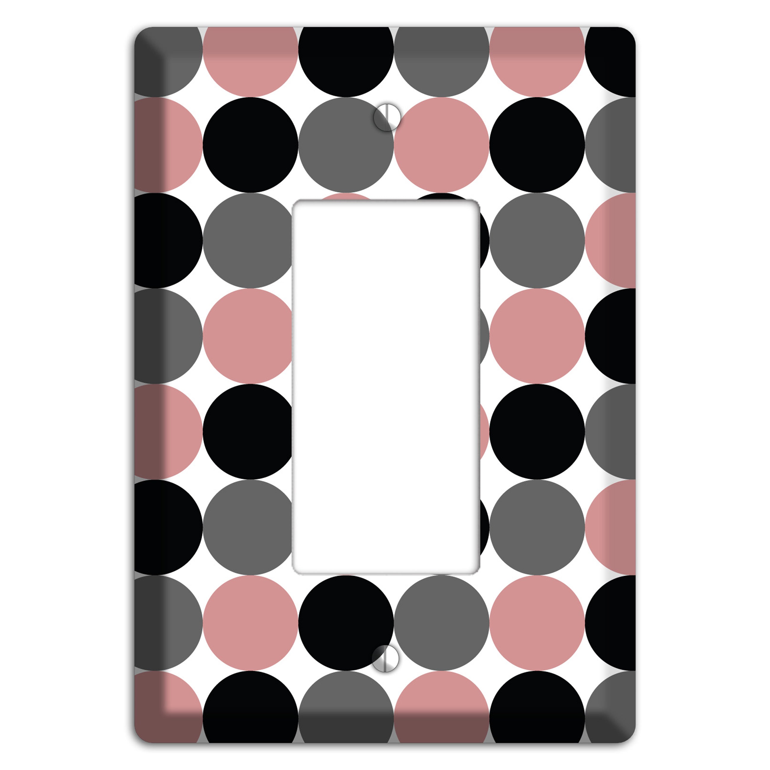 Grey Pink Black Tiled Dots Rocker Wallplate